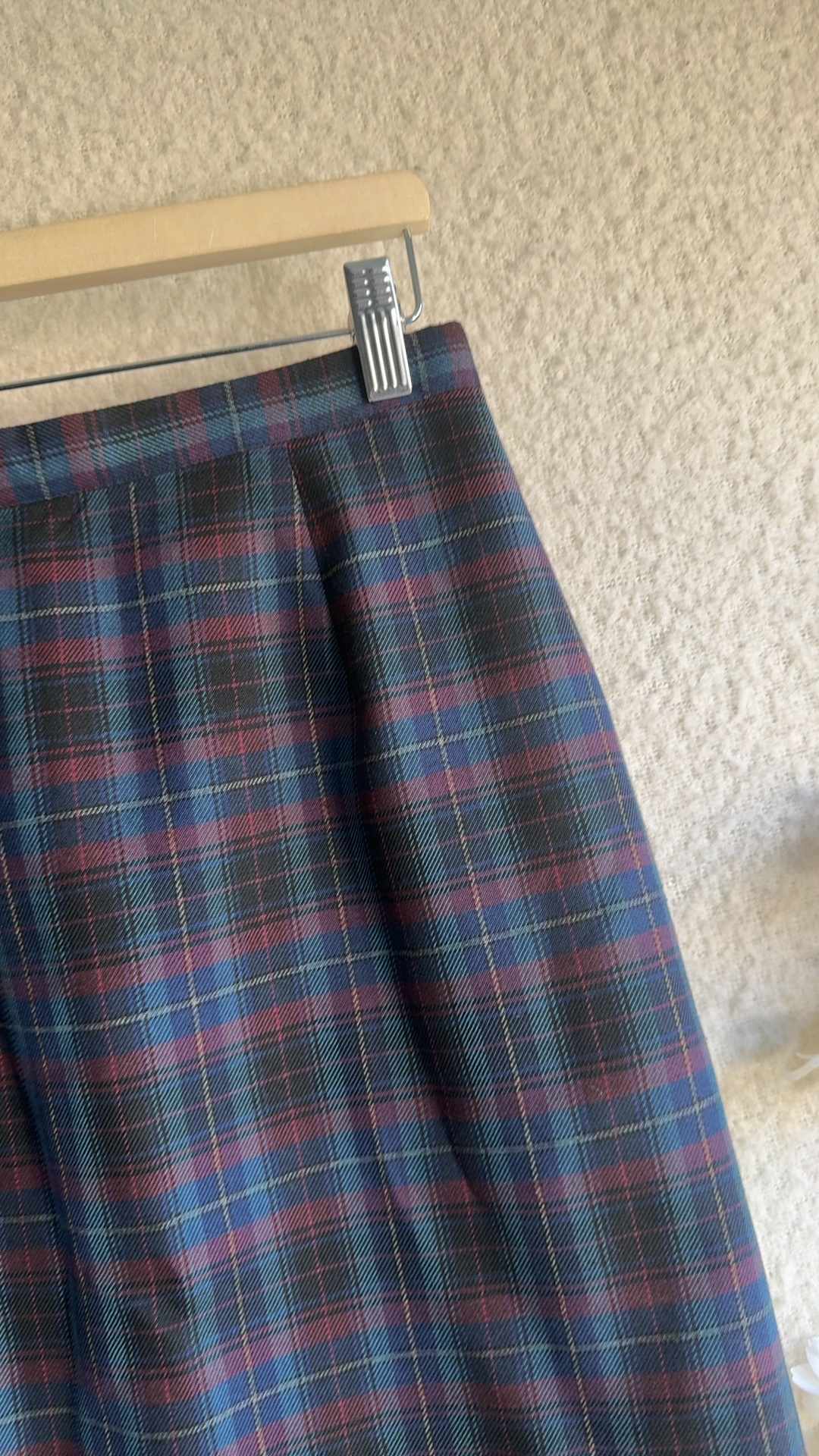 Berkertex Navy Multi Plaid Pencil Skirt UK 12 Polyester Viscose Nylon Lined image 2