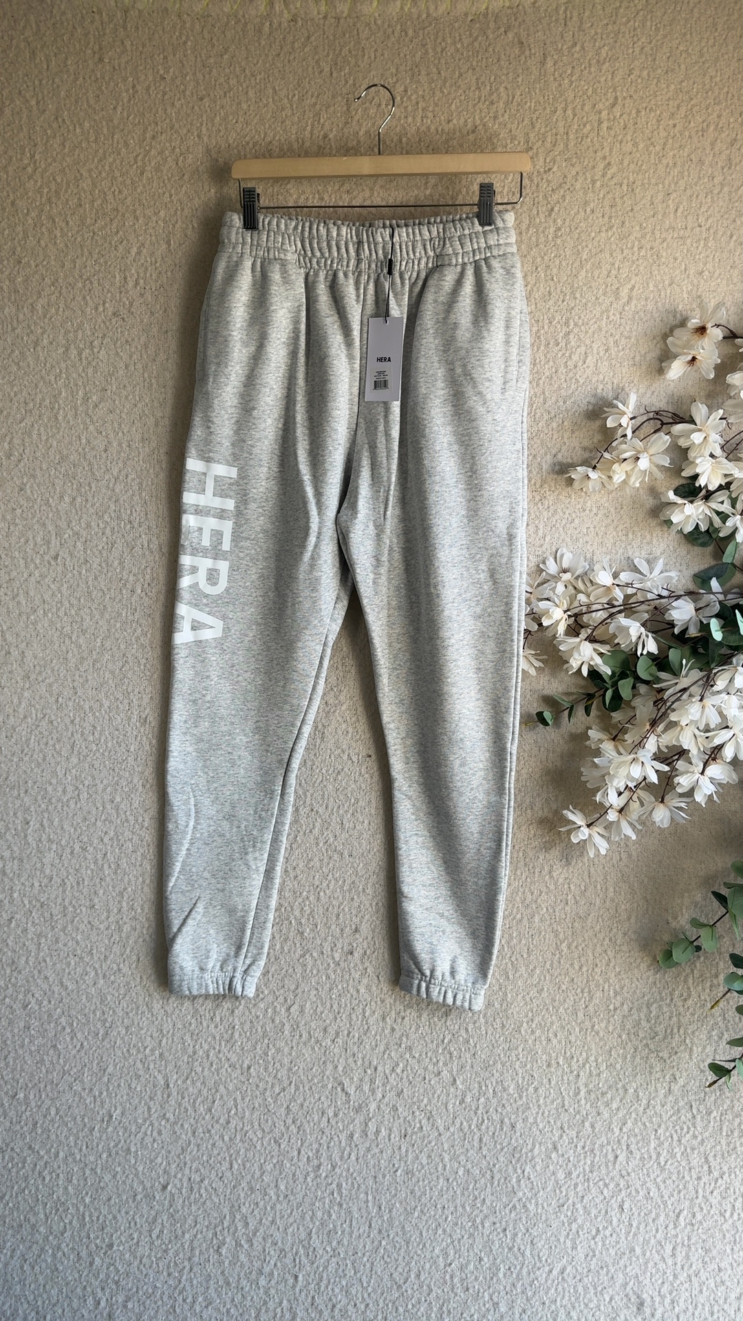 HERA Grey Marl Core Logo Sweatpants UK Medium Comfortable Casual Joggers