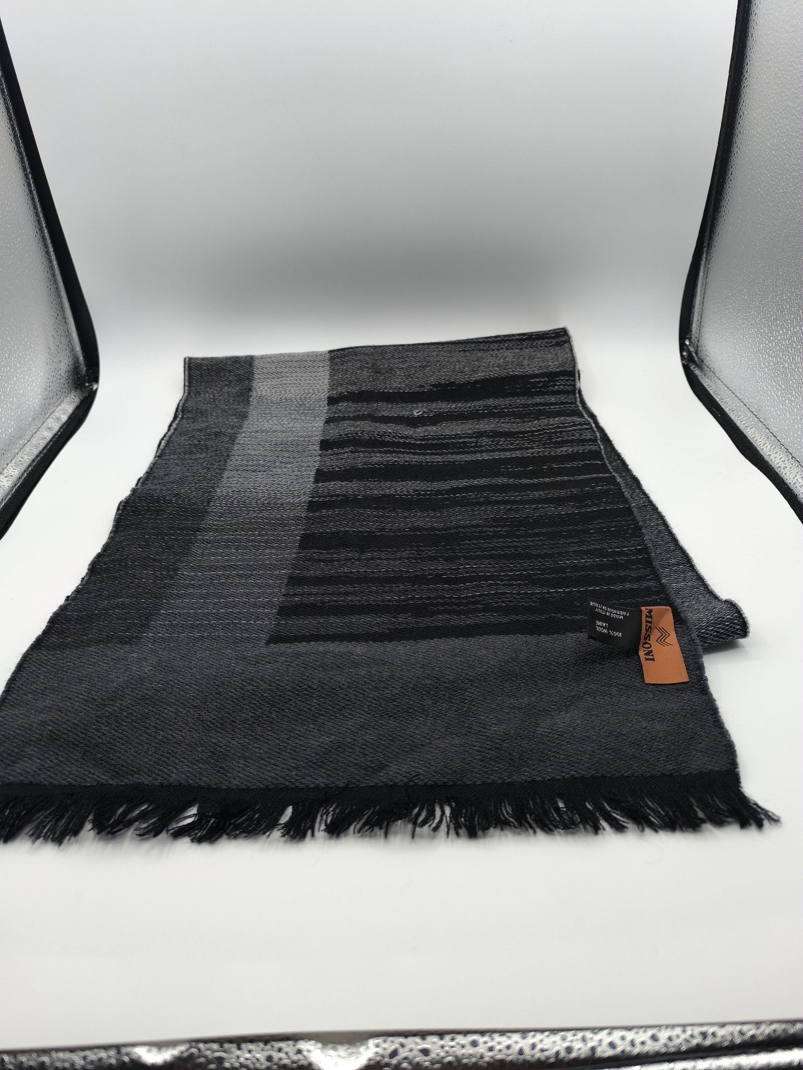 Missoni Grey & Black Wool Scarf 100% Wool