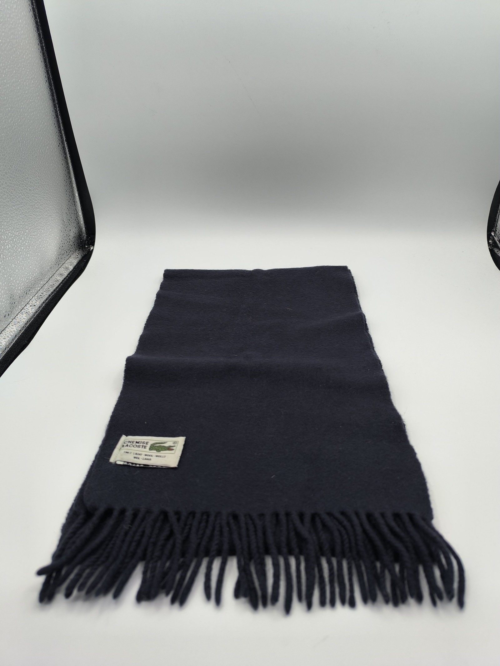 Lacoste Navy Wool Scarf 100% Wool Soft Warm