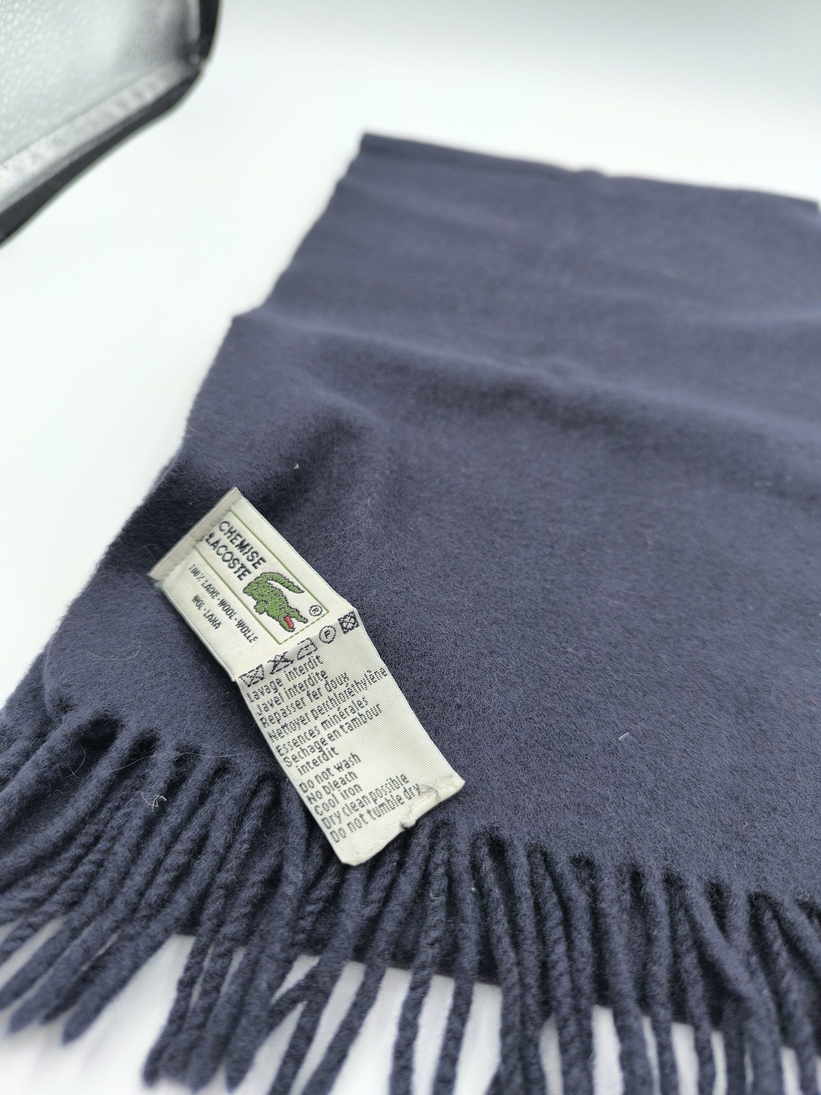 Lacoste Navy Wool Scarf 100% Wool Soft Warm image 3