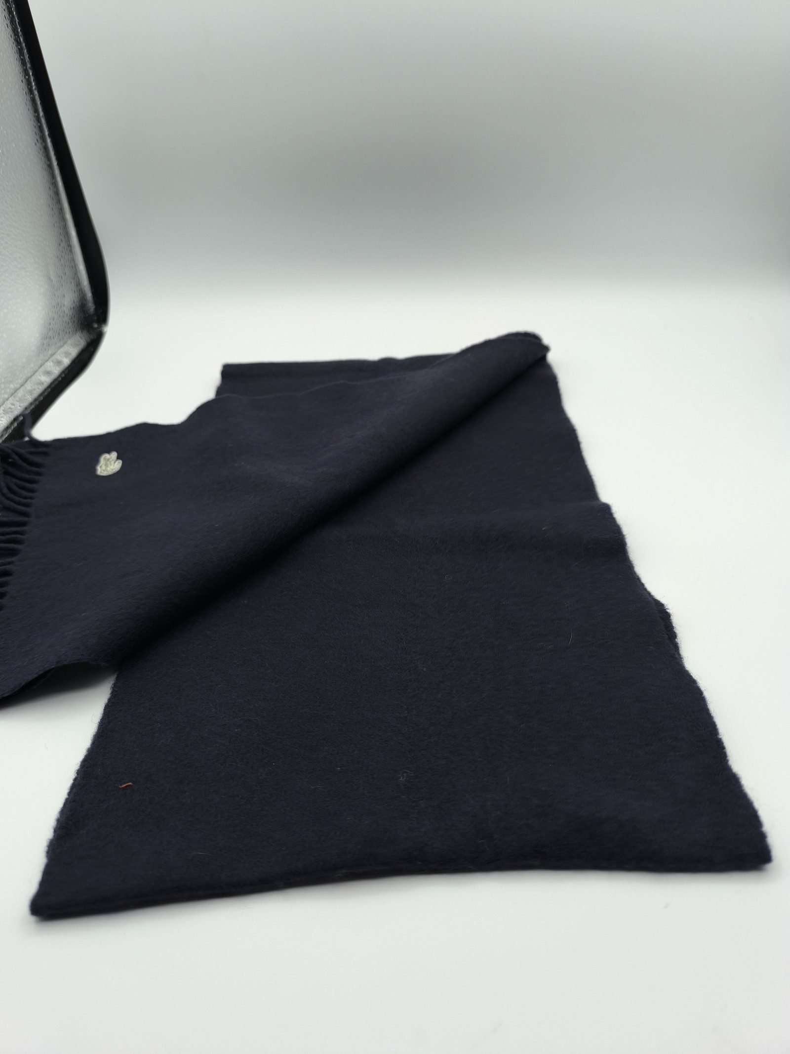 Lacoste Navy Wool Scarf 100% Wool Soft Warm image 5