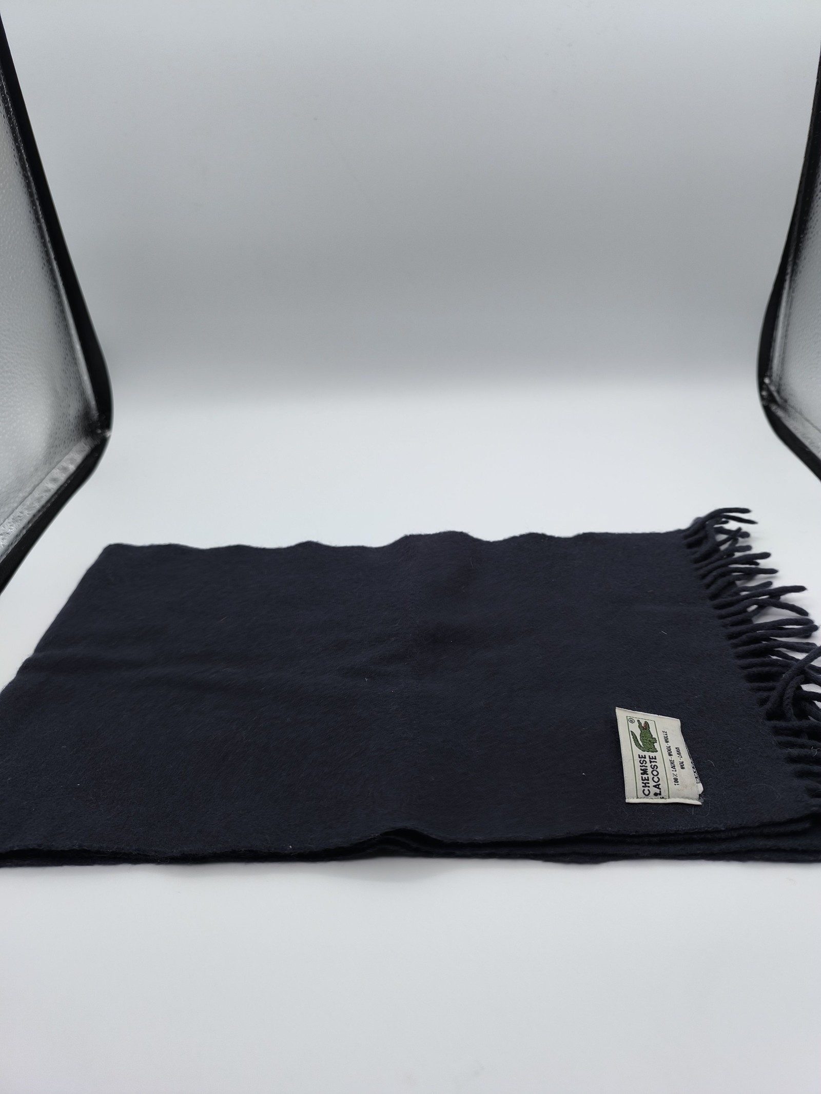 Lacoste Navy Wool Scarf 100% Wool Soft Warm image 7
