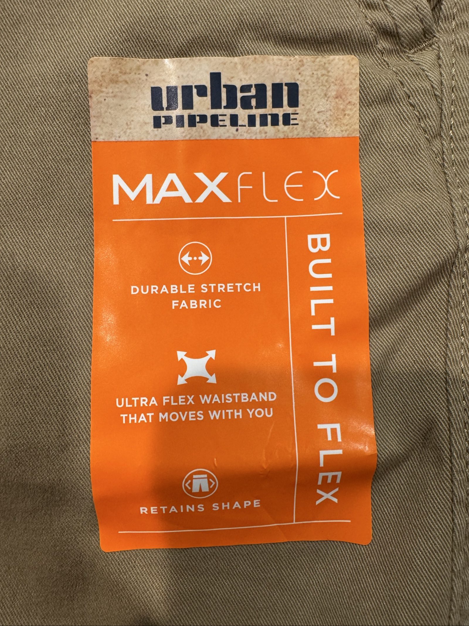 Men’s NWT Urban Pipeline MaxFlex Stretch Chino Shorts – Khaki – 28 image 2