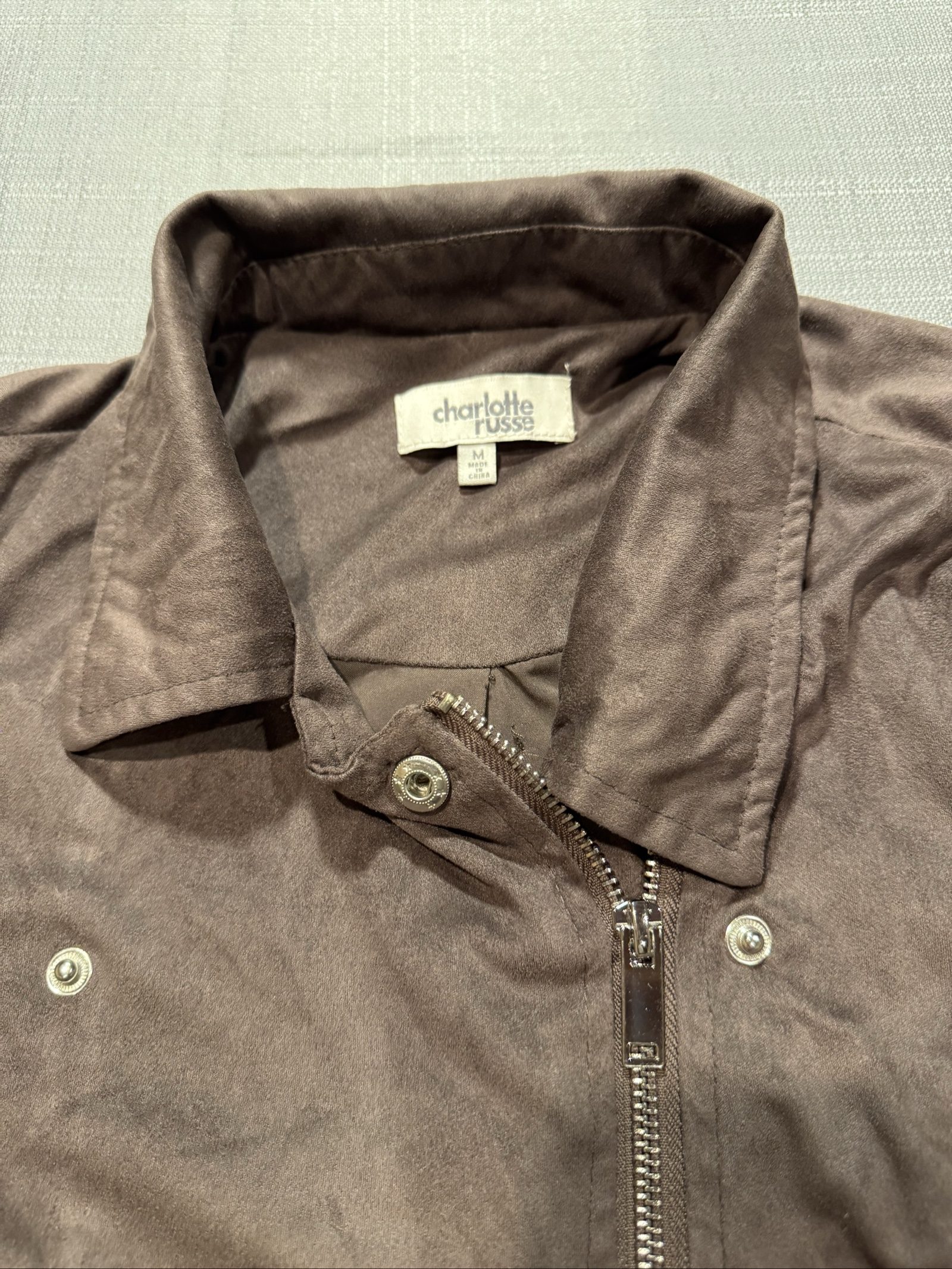 Women’s Charlotte Russe Faux Suede Moto Jacket – Brown – Medium image 2