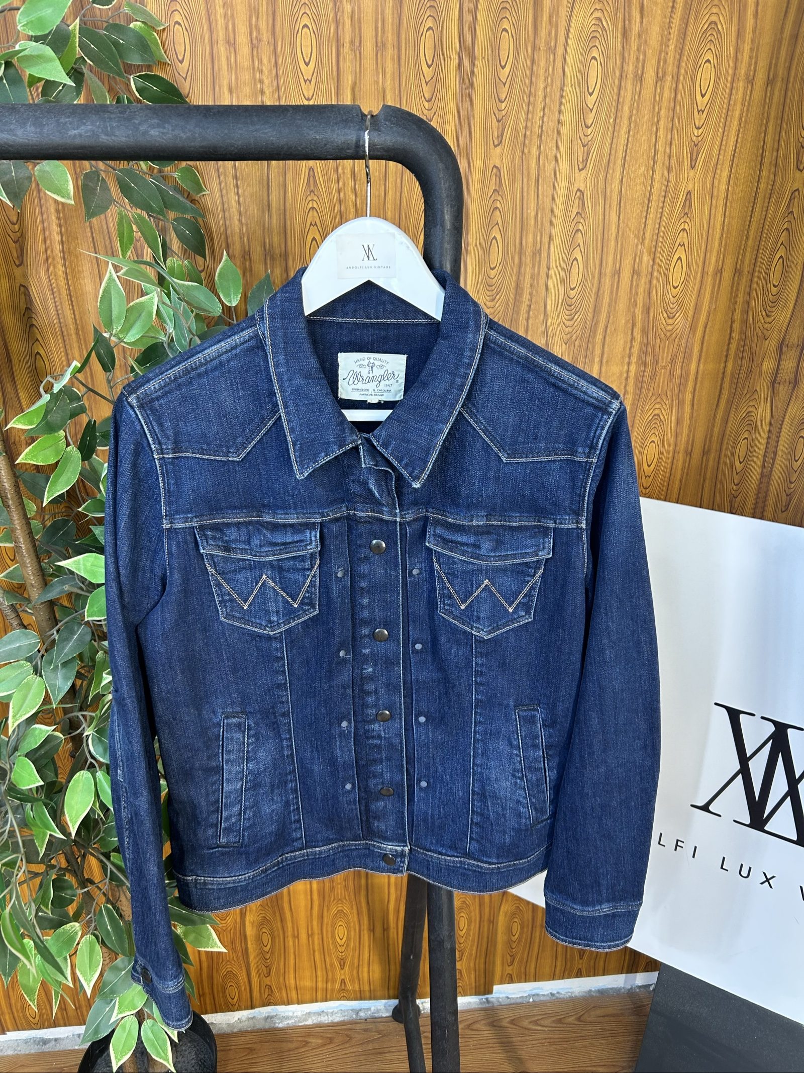 Wrangler Giacca di Jeans Blu Denim Large Uomo
