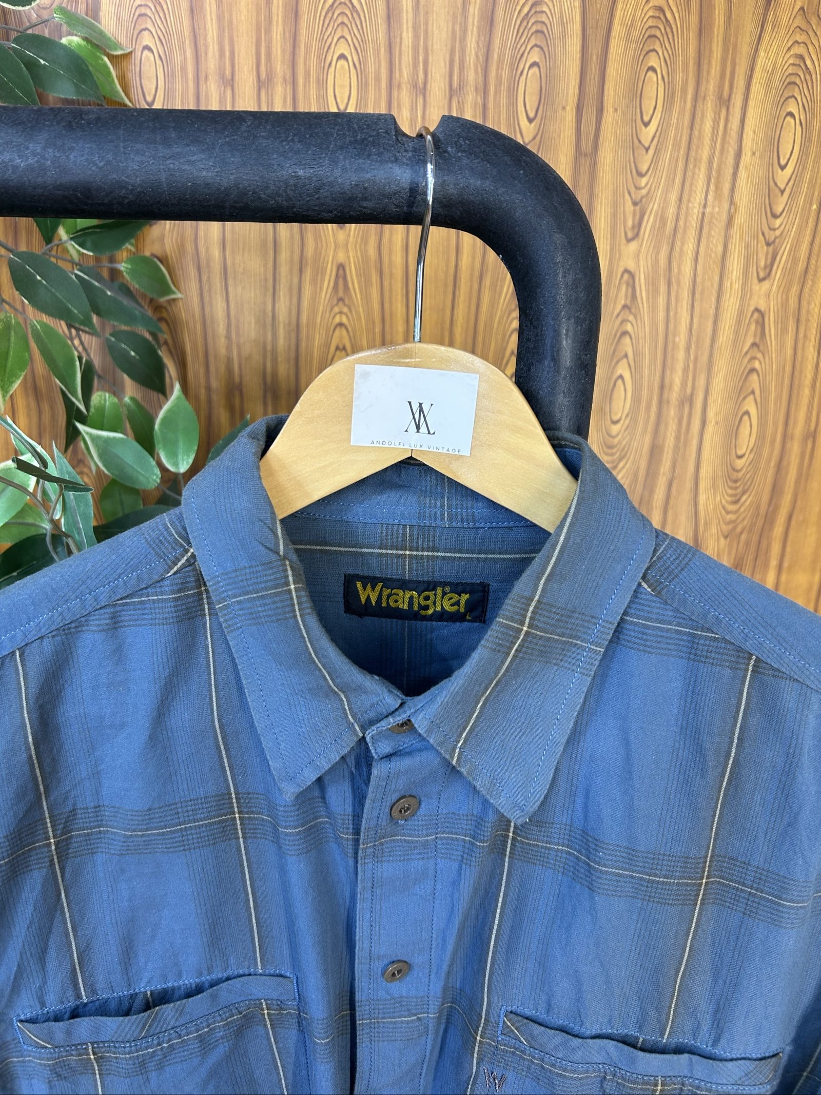Wrangler Uomo Camicia Azzurra a Quadri Taglia L Cotone image 3
