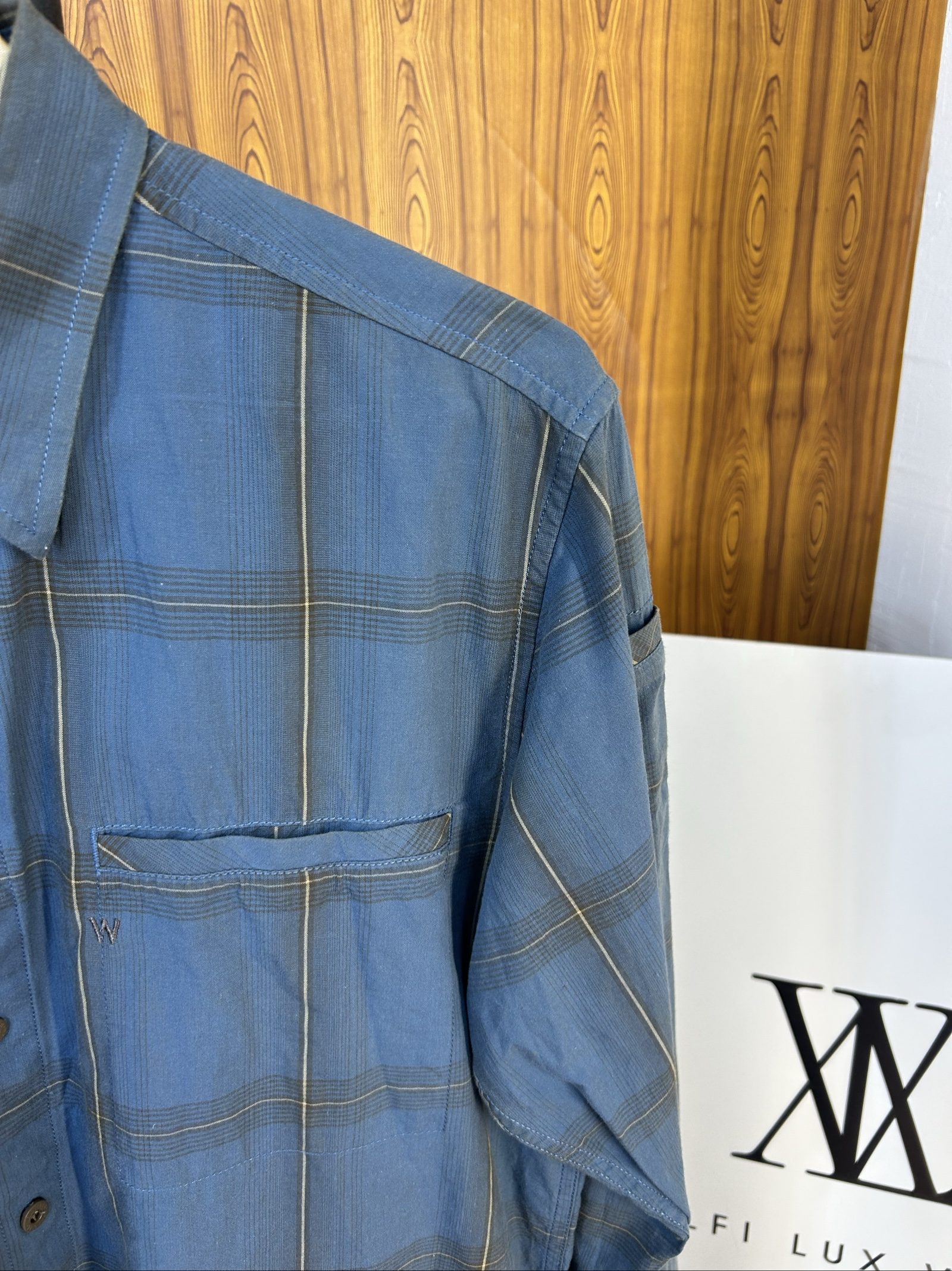 Wrangler Uomo Camicia Azzurra a Quadri Taglia L Cotone image 4