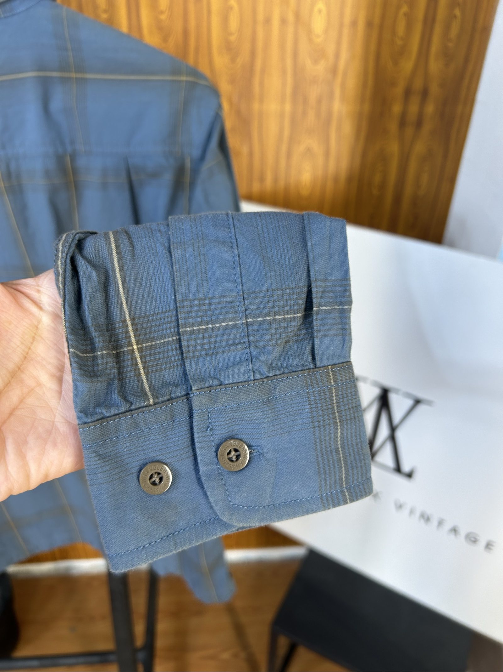 Wrangler Uomo Camicia Azzurra a Quadri Taglia L Cotone image 7