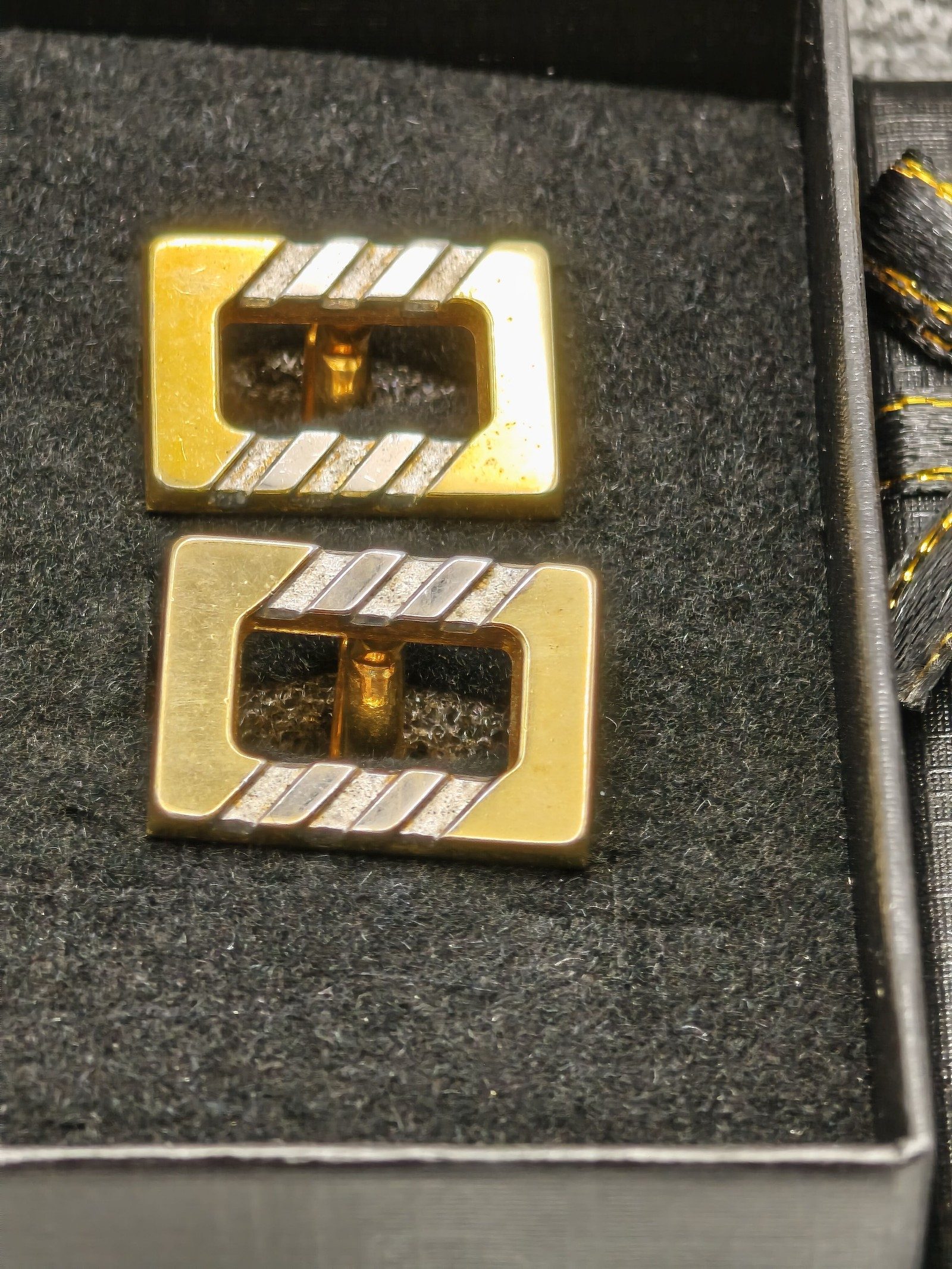 Lanvin Gold & Silver Rectangular Cufflinks image 2