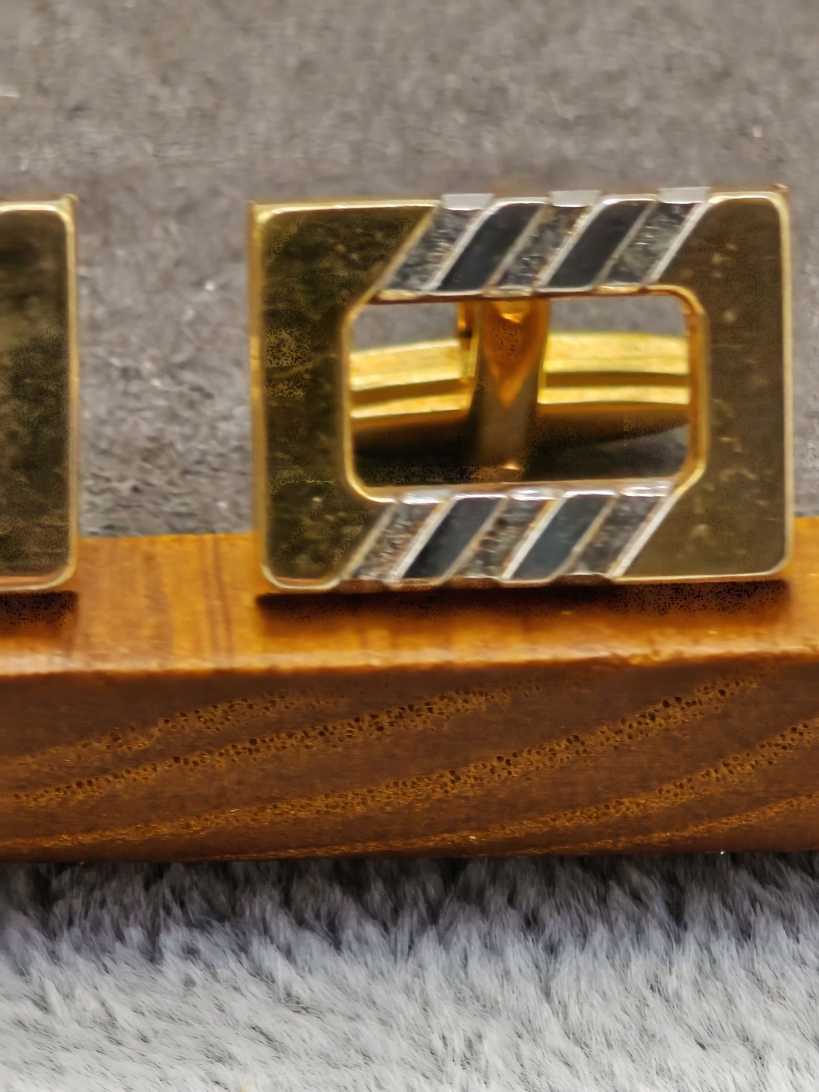 Lanvin Gold & Silver Rectangular Cufflinks image 4