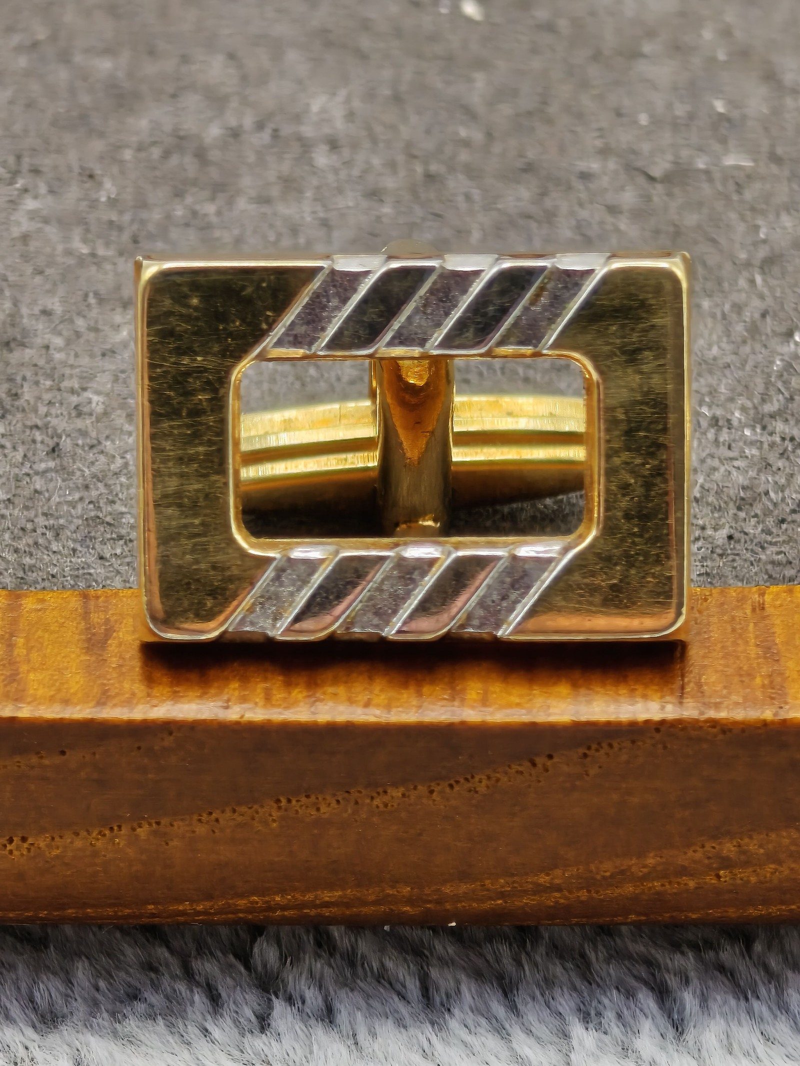 Lanvin Gold & Silver Rectangular Cufflinks image 5