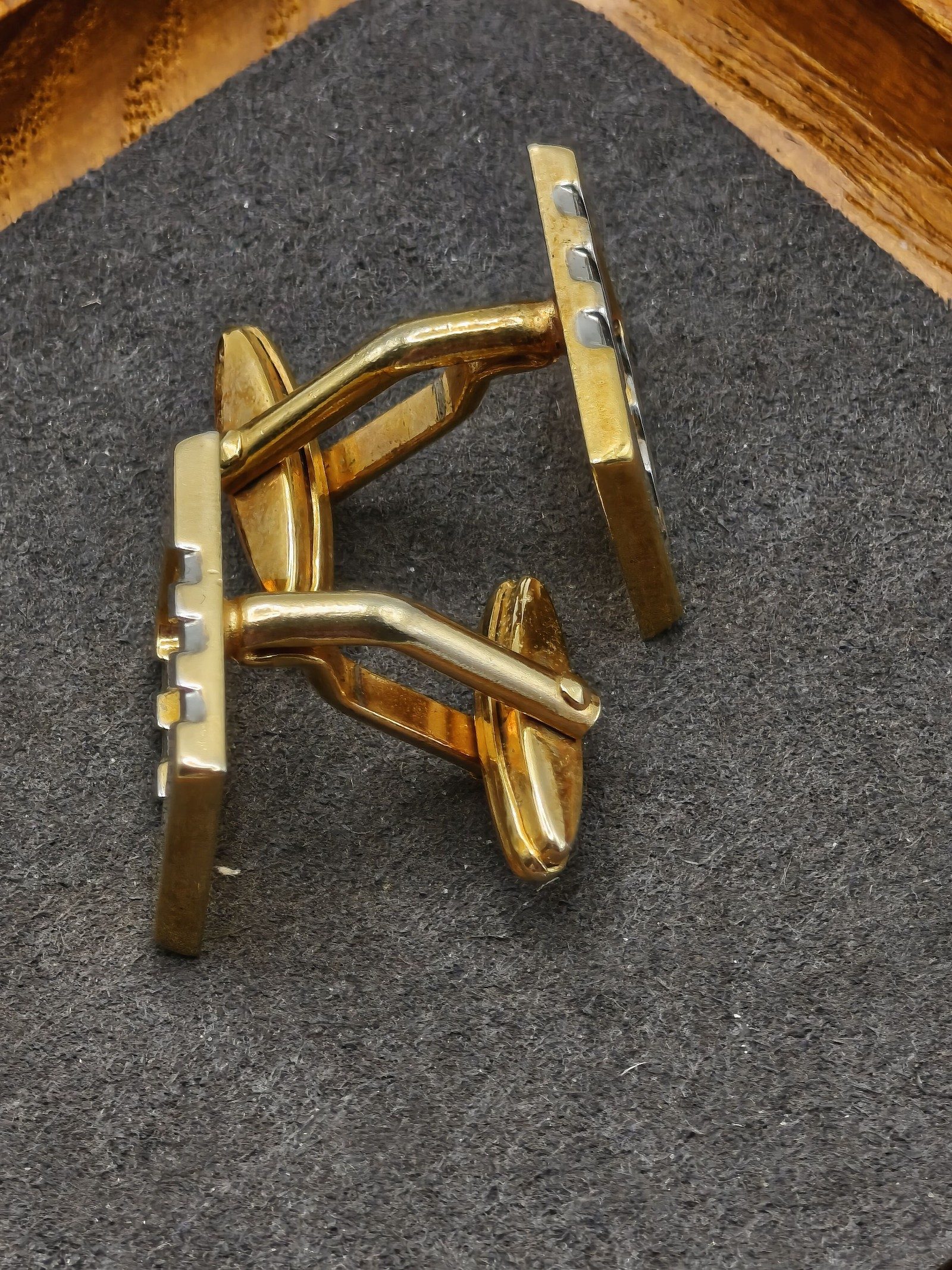 Lanvin Gold & Silver Rectangular Cufflinks image 6