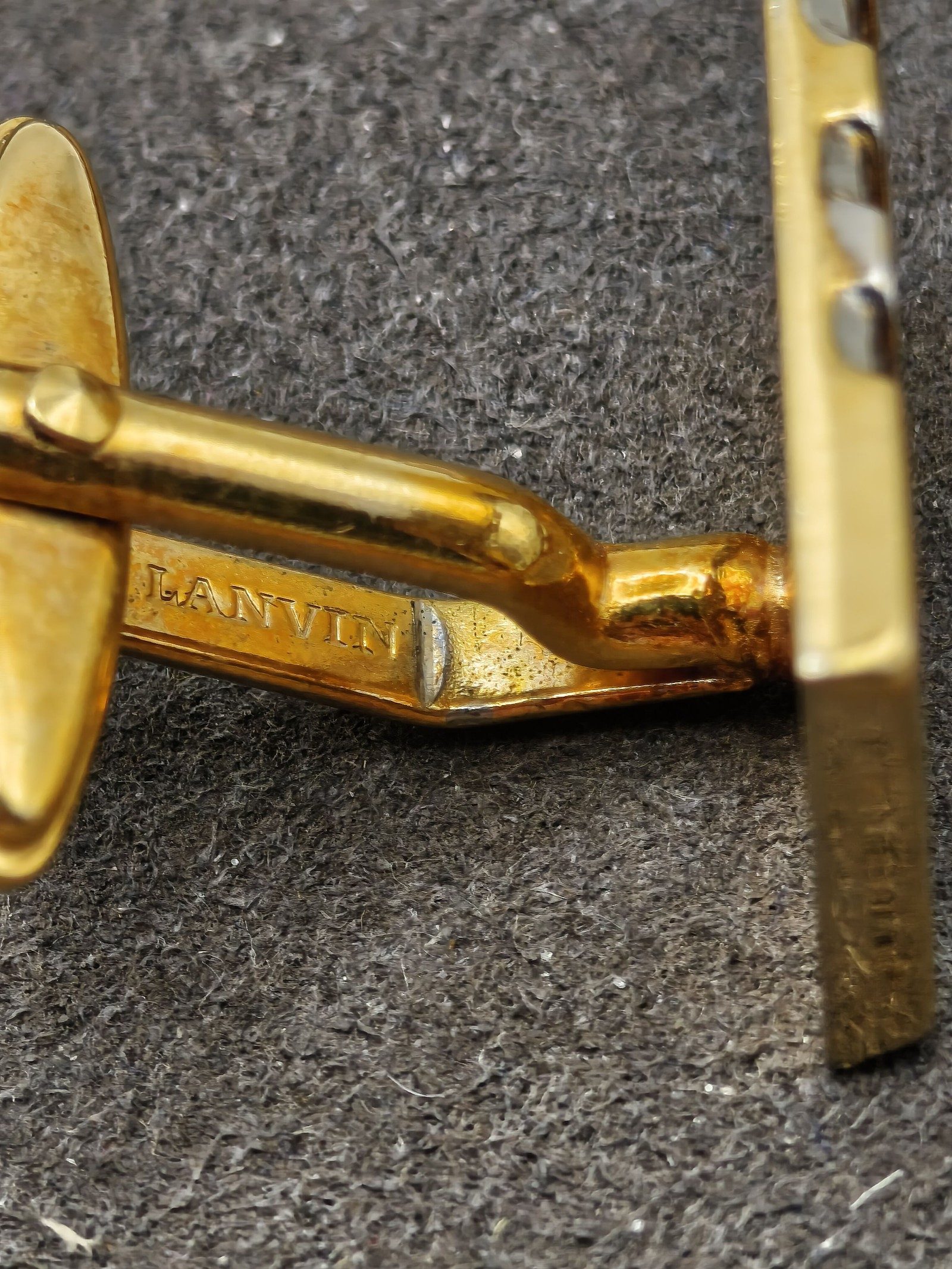 Lanvin Gold & Silver Rectangular Cufflinks image 9