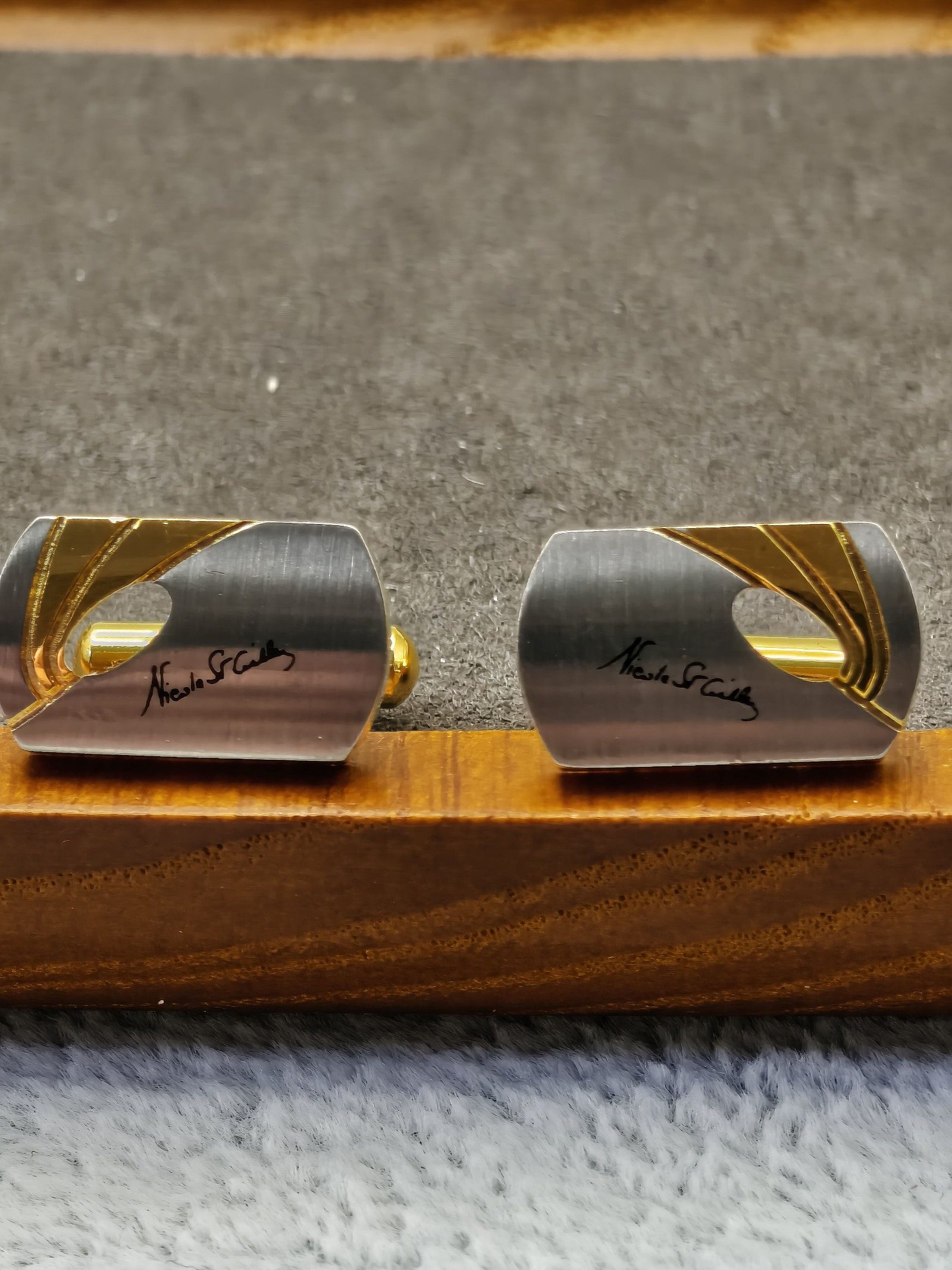 Nicole St Giles Two-Tone Gold & Silver Cufflinks with Box image 3