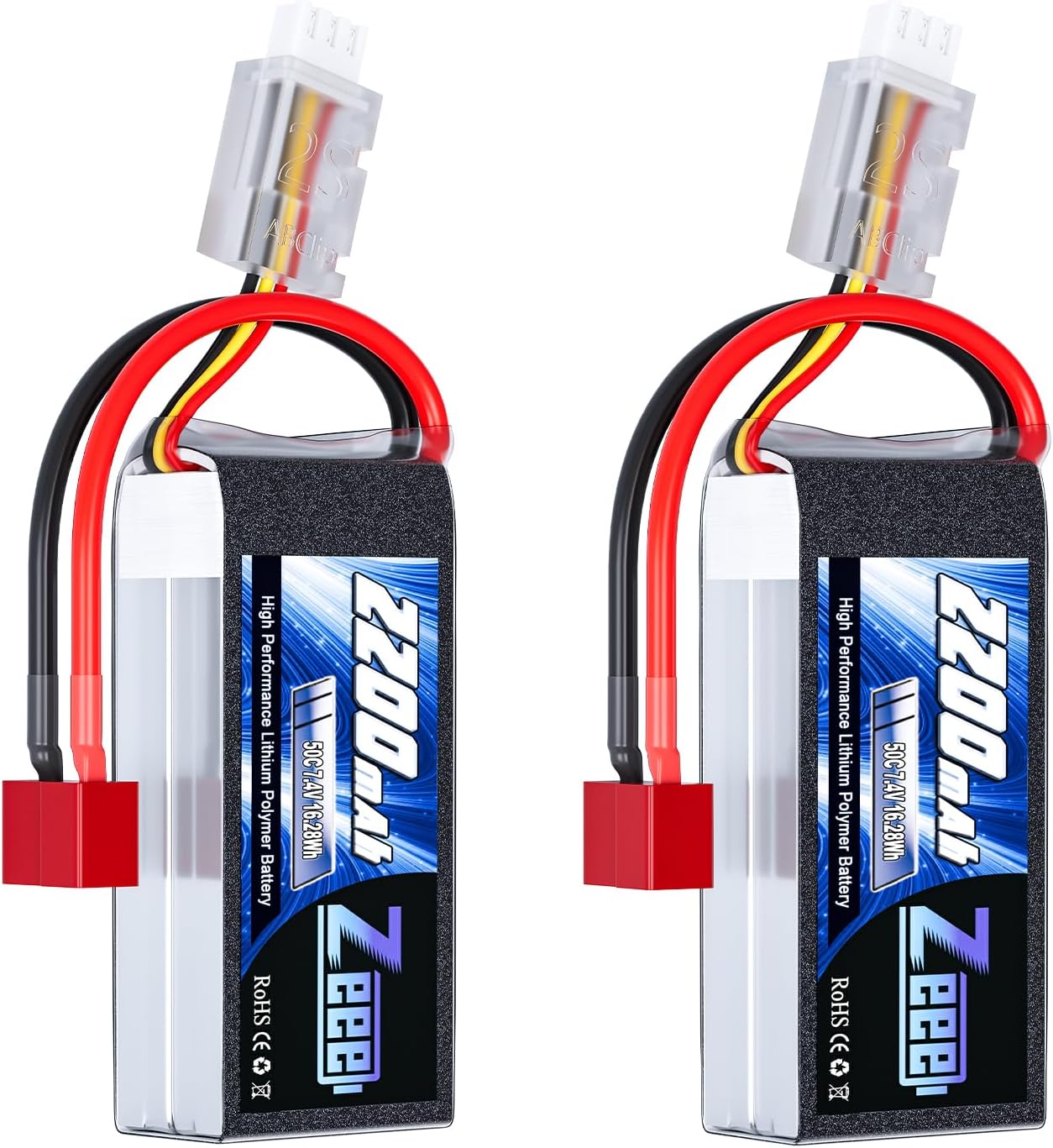 Zeee 2S Lipo Akku 50C 2200mAh 7,4V mit T Stecker NEU