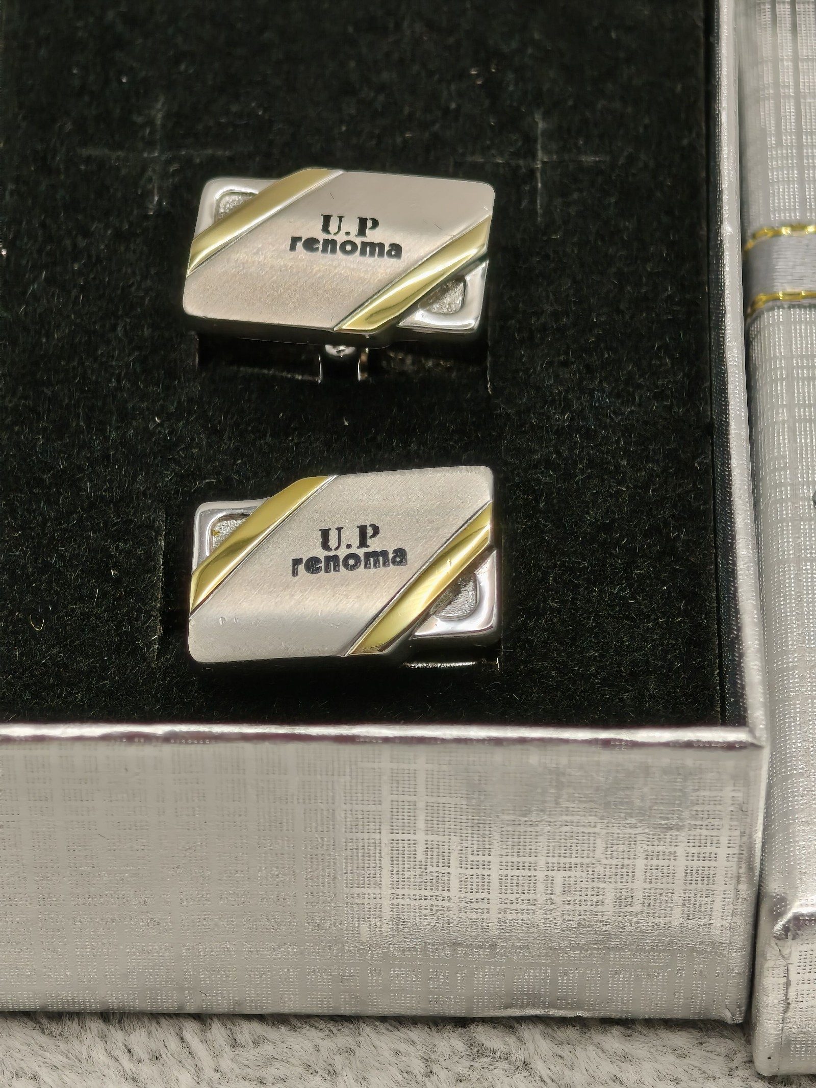 U.P Renoma Silver & Gold Men's Cufflinks Set image 2