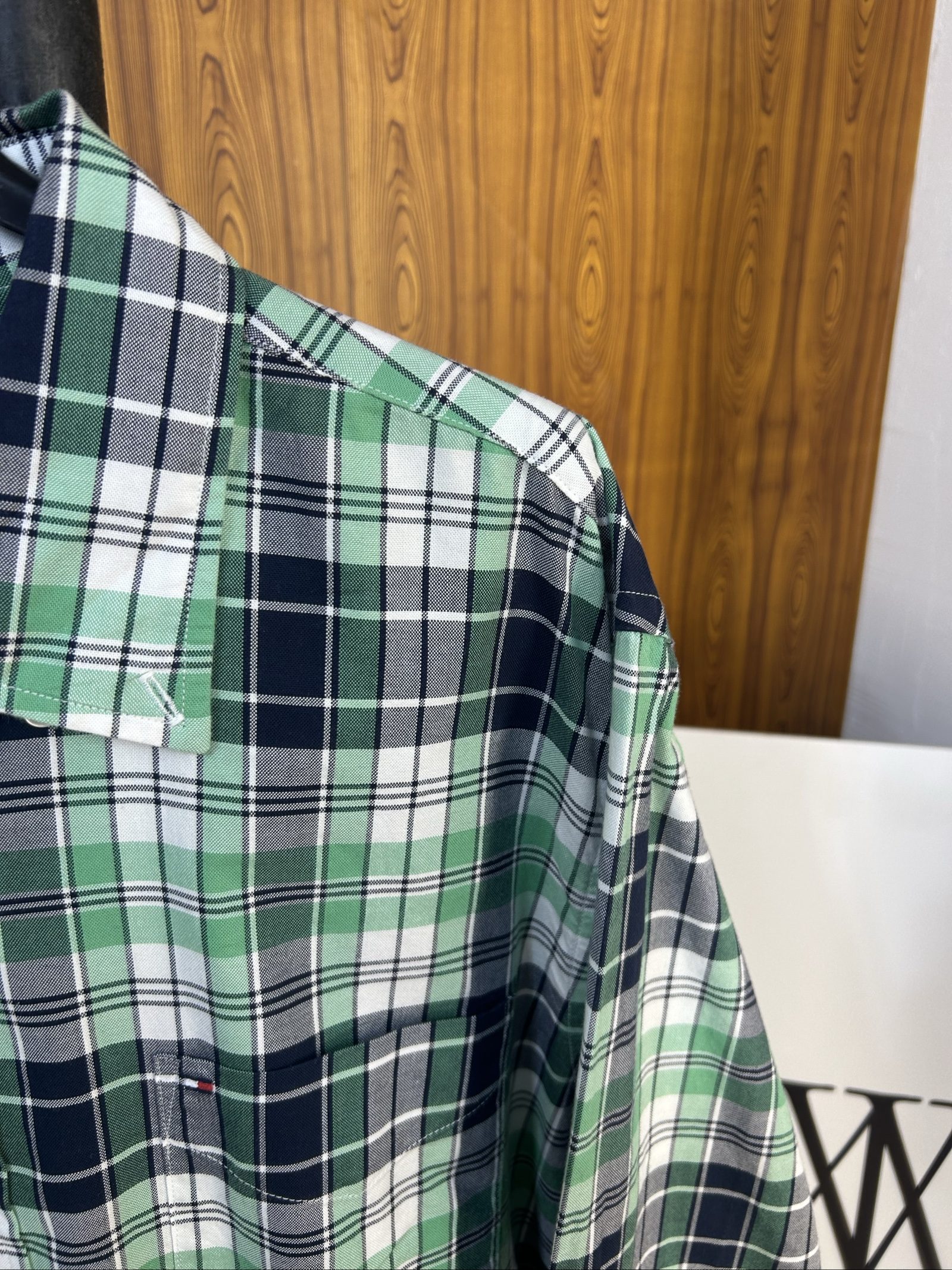 Tommy Hilfiger Camicia Quadri Verde Navy Large Custom Fit image 3