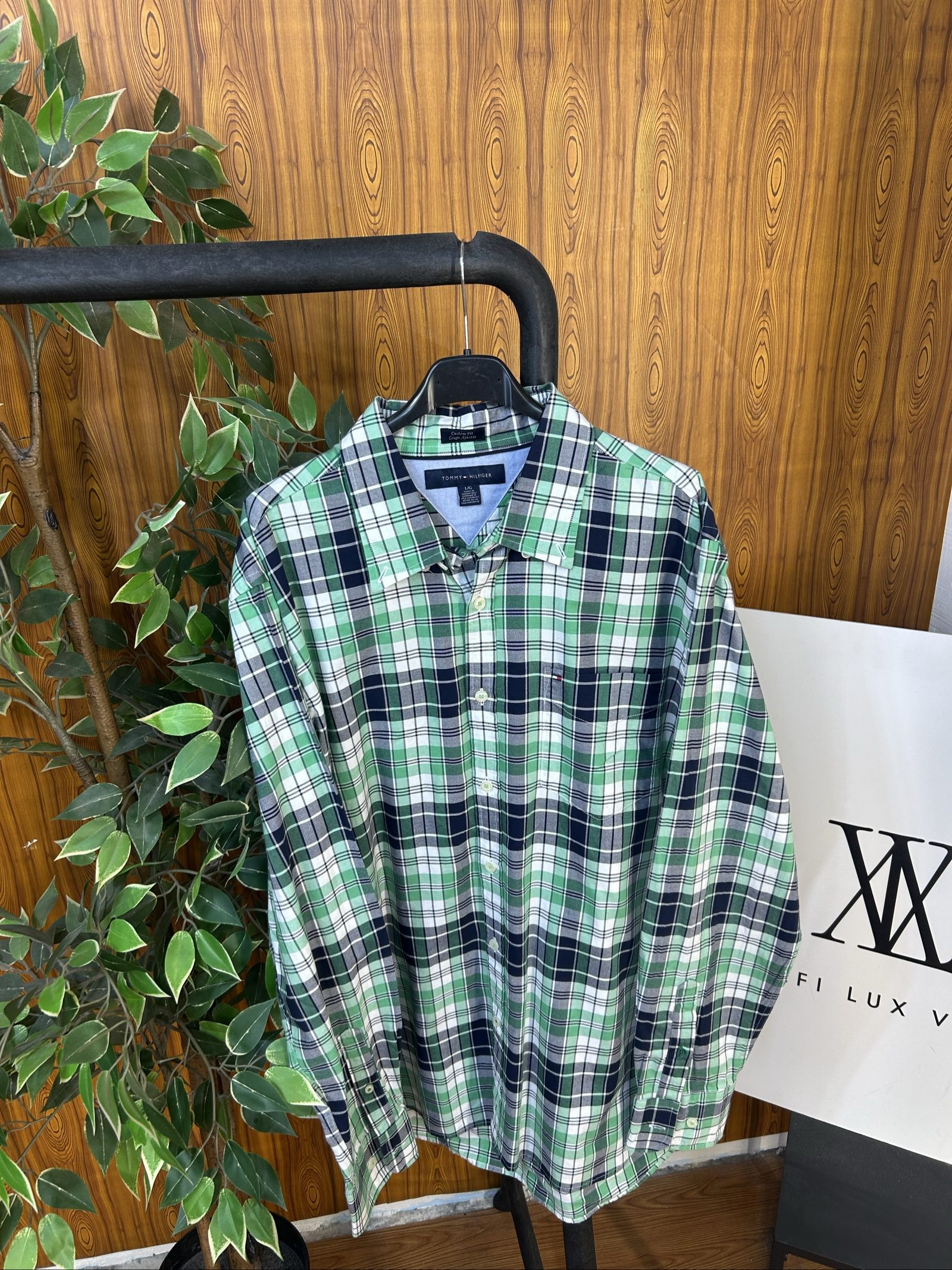 Tommy Hilfiger Camicia Quadri Verde Navy Large Custom Fit image 9