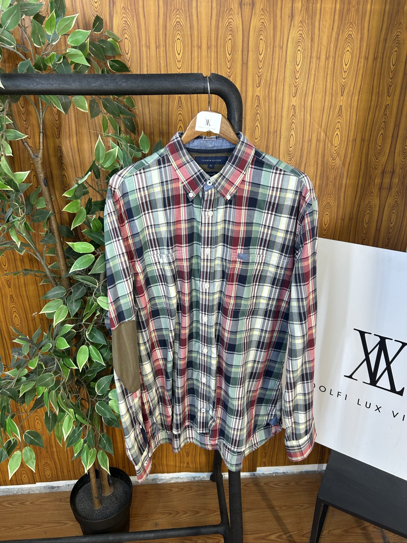 Tommy Hilfiger Uomo Camicia a Quadri Multicolore XL Custom Fit image 9