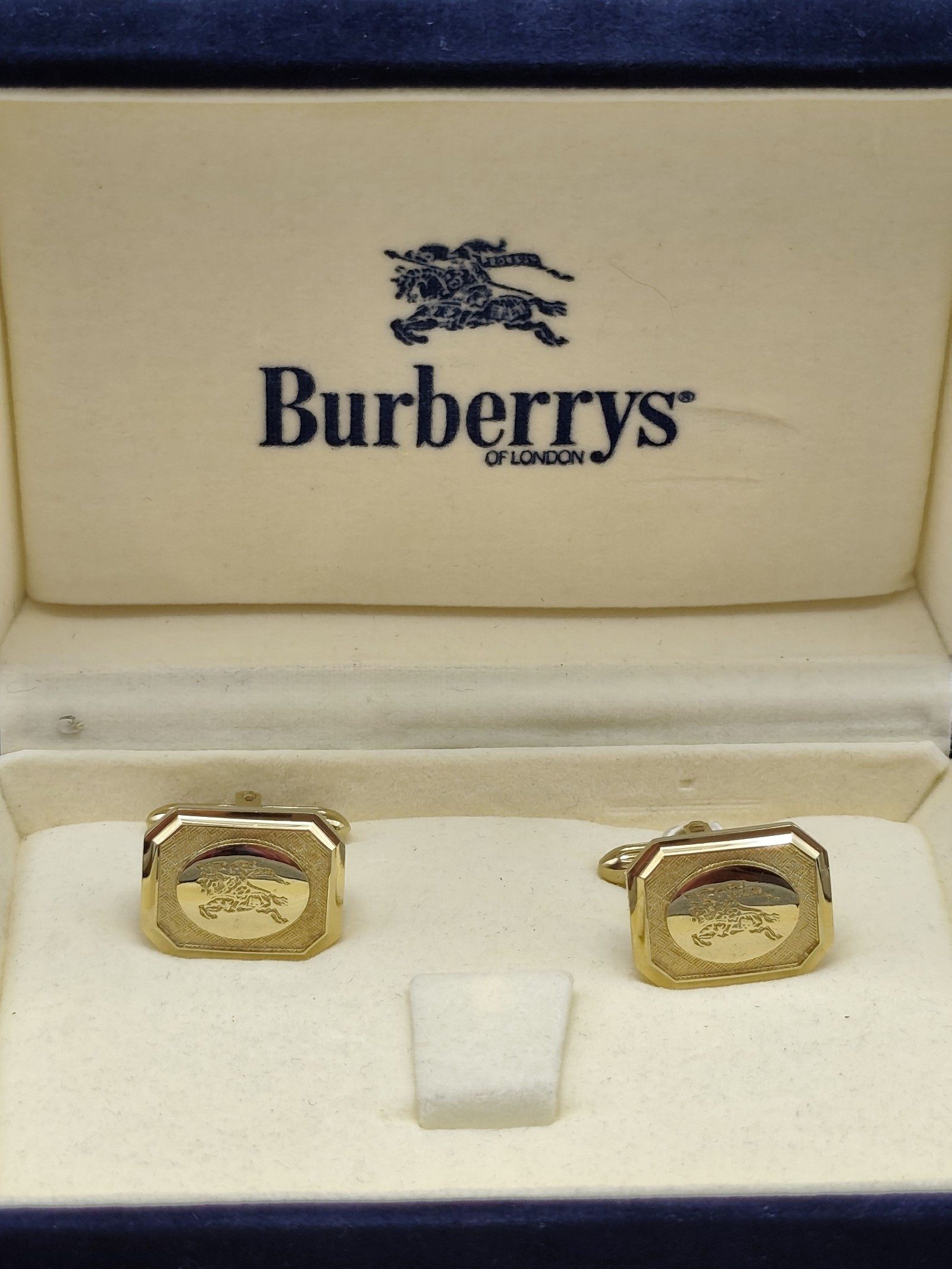 Burberry Gold & Black Logo Cufflinks image 2