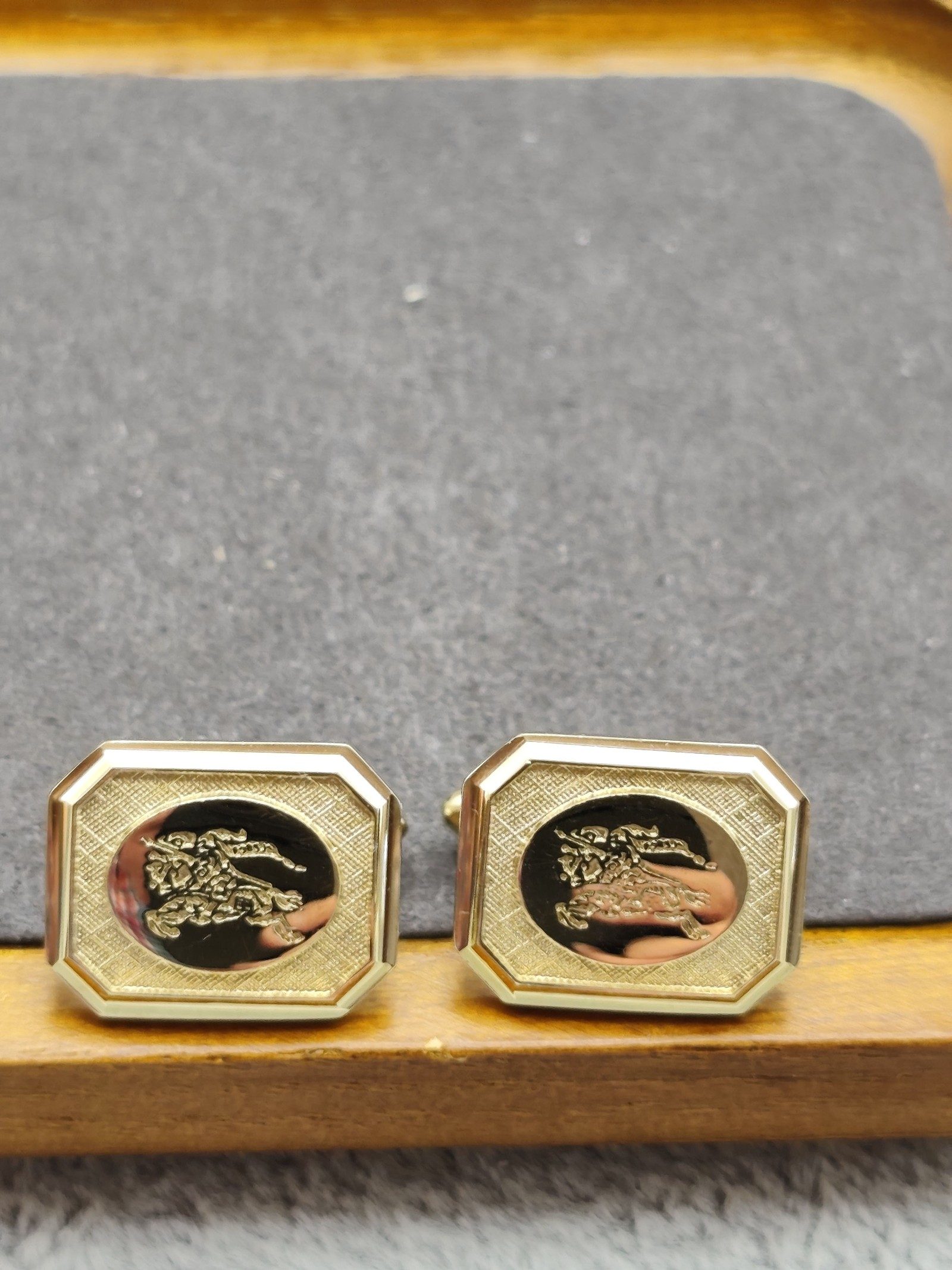 Burberry Gold & Black Logo Cufflinks image 4