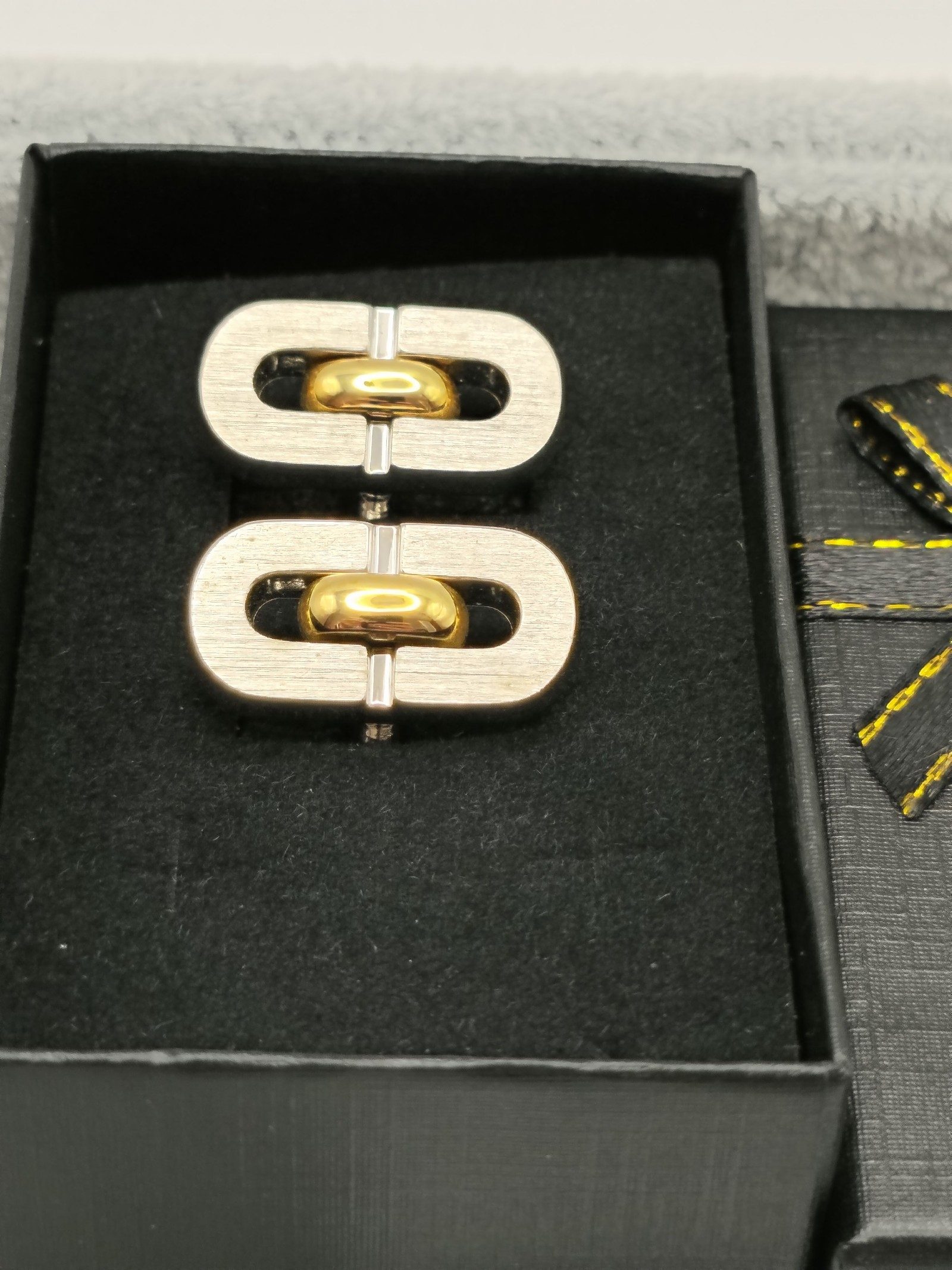 Lanvin Gold & Silver Tone Cufflinks with Black Gift Box image 2