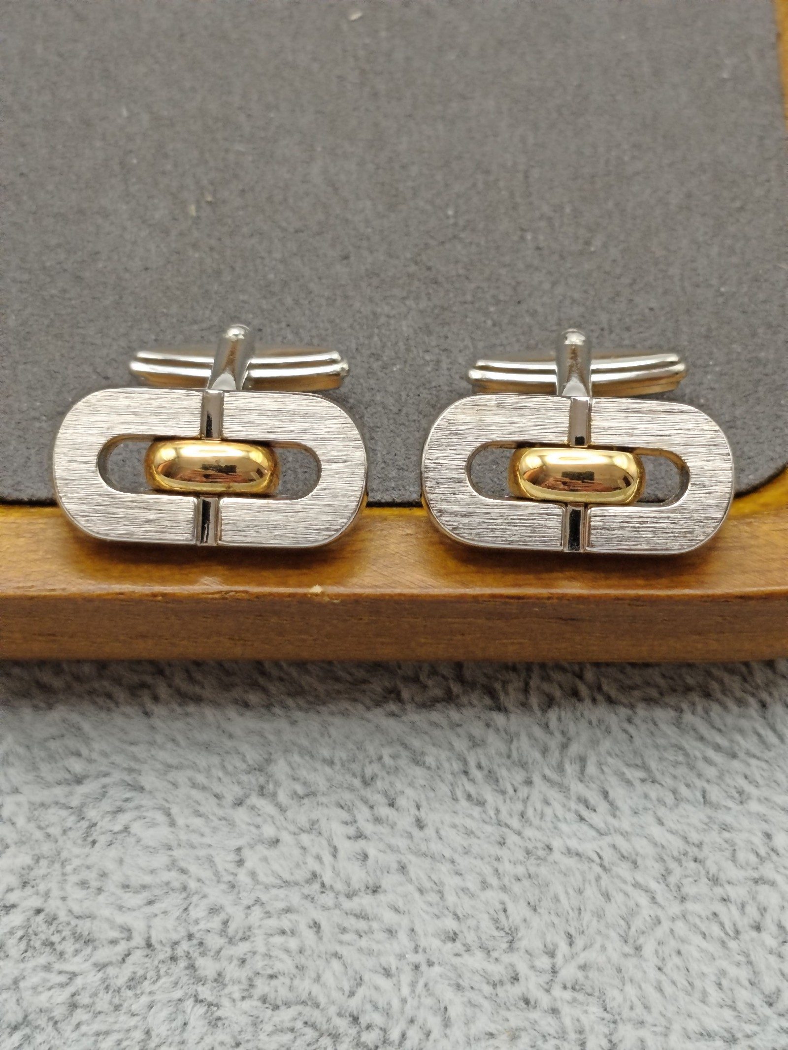 Lanvin Gold & Silver Tone Cufflinks with Black Gift Box image 3