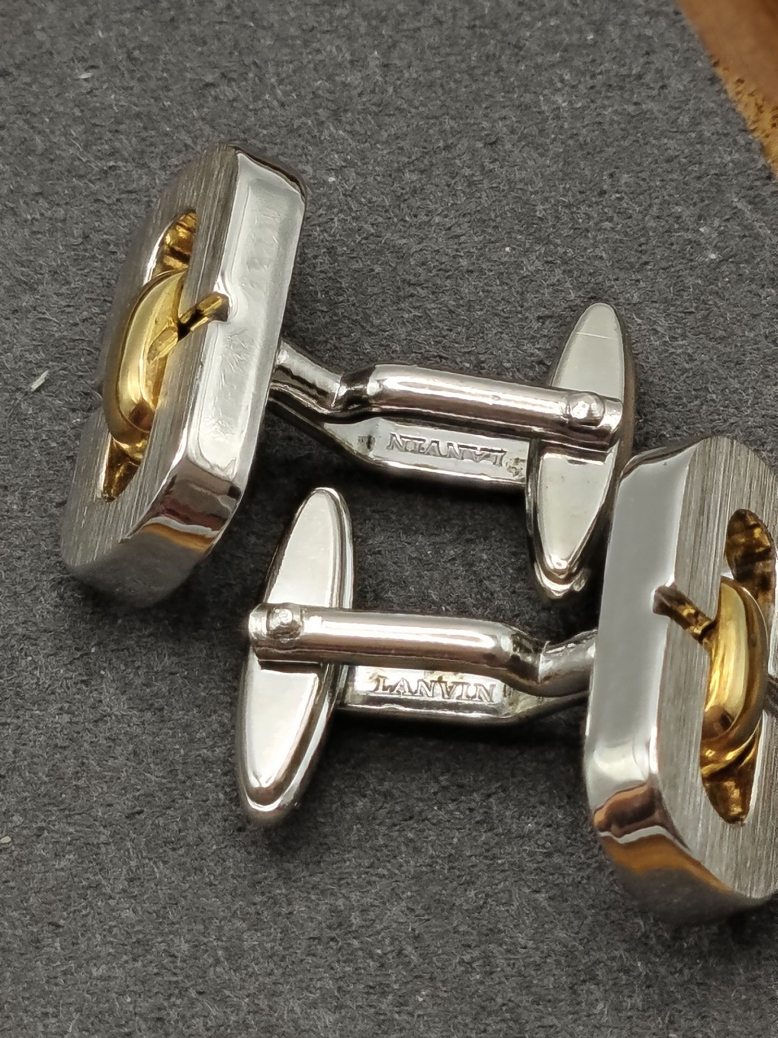 Lanvin Gold & Silver Tone Cufflinks with Black Gift Box image 8