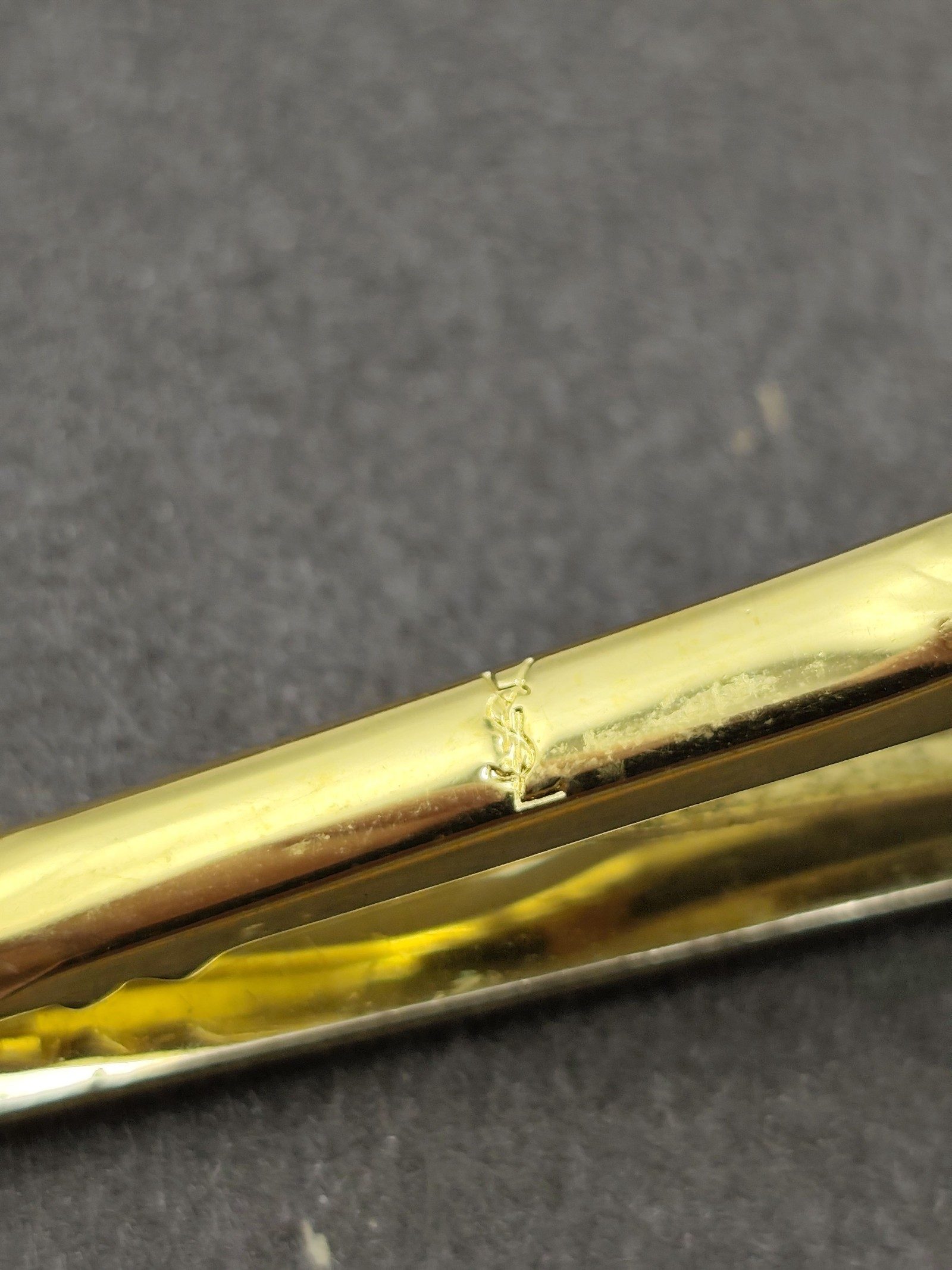 YSL Gold & White Enamel Tie Clip image 8