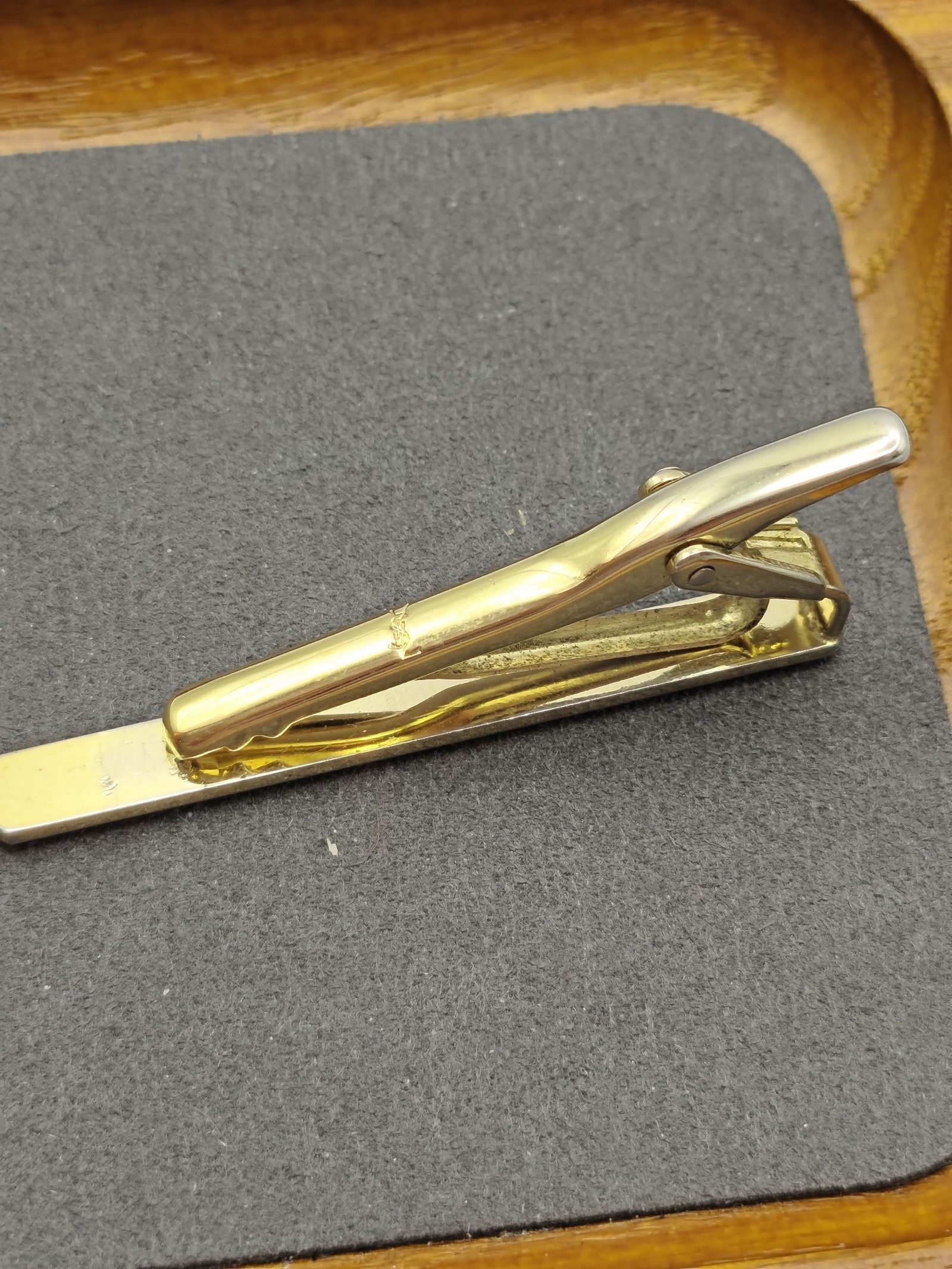 YSL Gold & White Enamel Tie Clip image 9