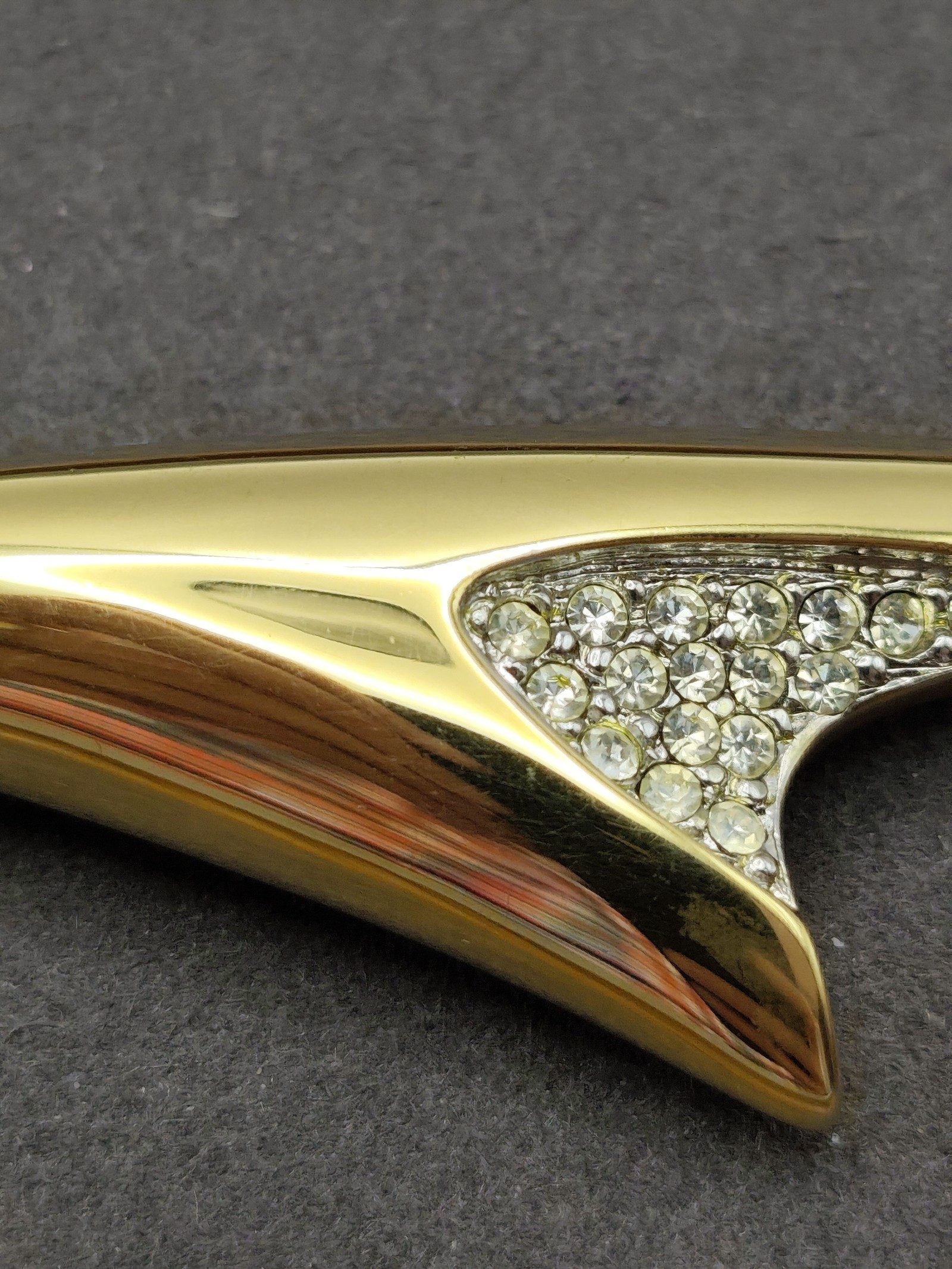 Gold Tone Clear Crystal Brooch Pin image 5