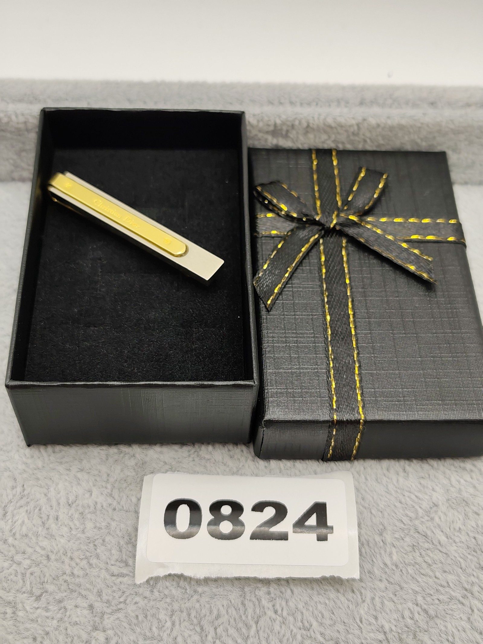 Christian Dior Gold & Silver Tie Clip with Gift Box