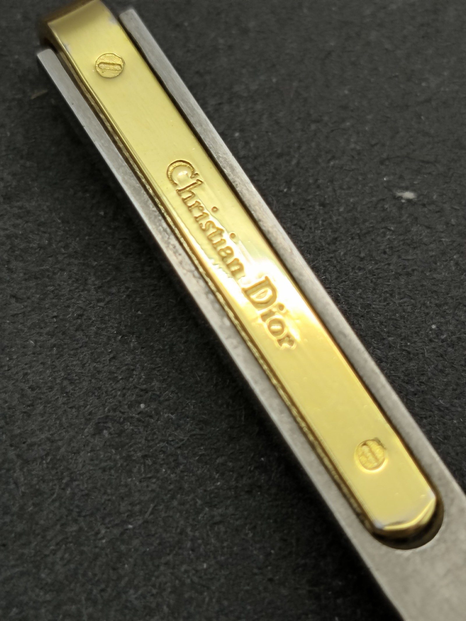 Christian Dior Gold & Silver Tie Clip with Gift Box image 4