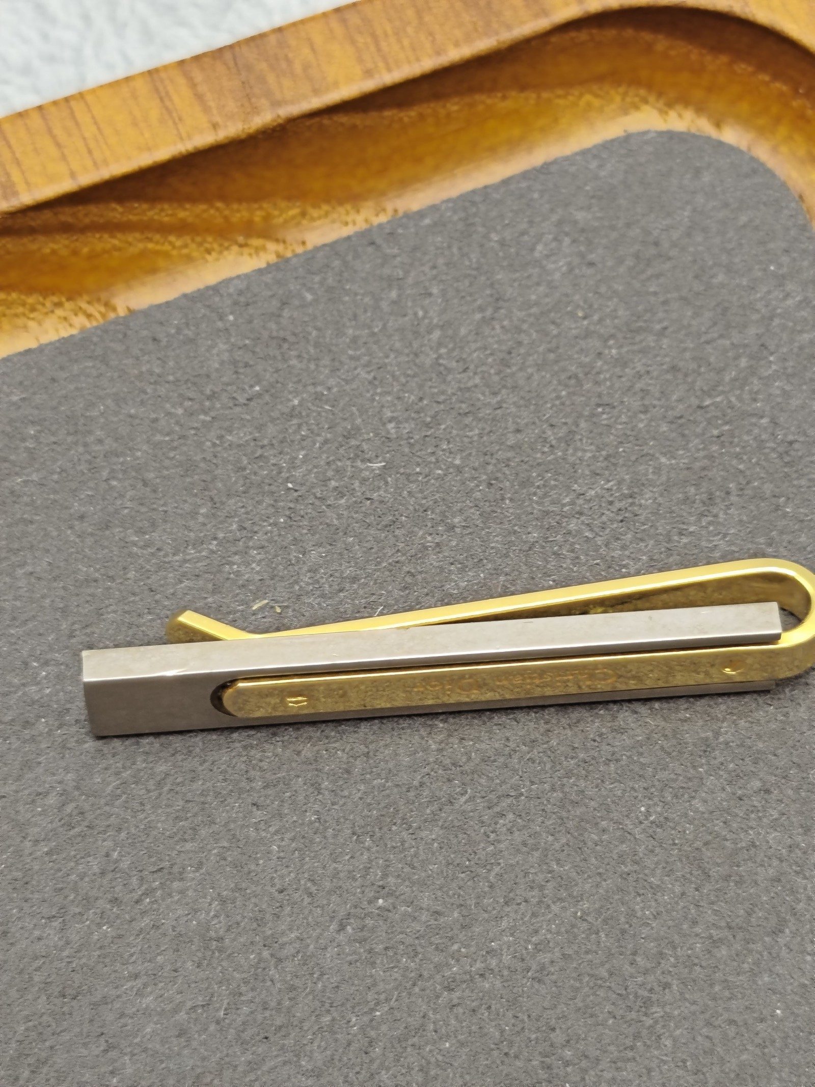 Christian Dior Gold & Silver Tie Clip with Gift Box image 7