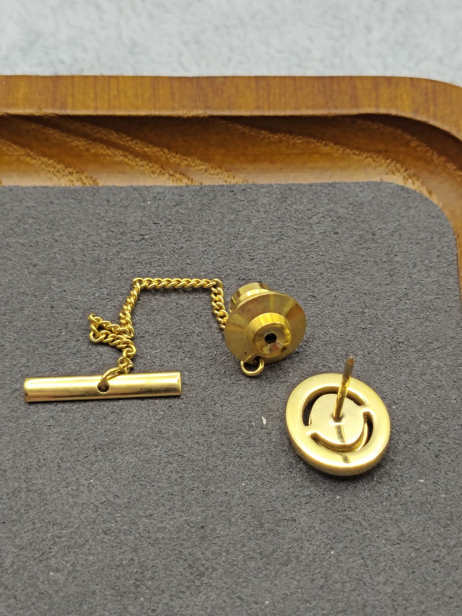 Valentino Gold & Burgundy Logo Tie Pin Brooch image 5