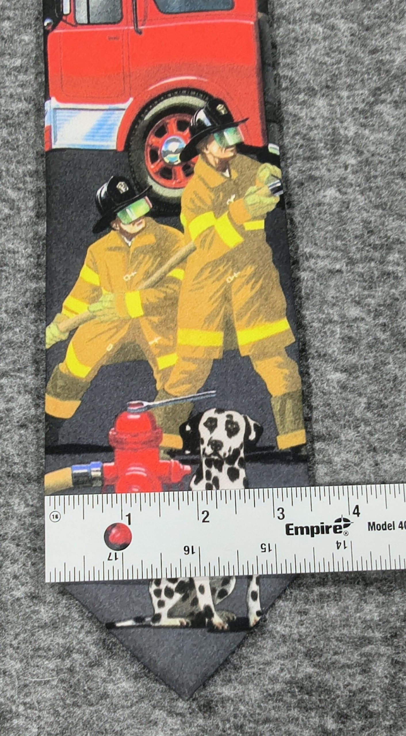 Firefighter Black & Red Fire Truck & Dalmatian Print Neck Tie One Size 911 image 4