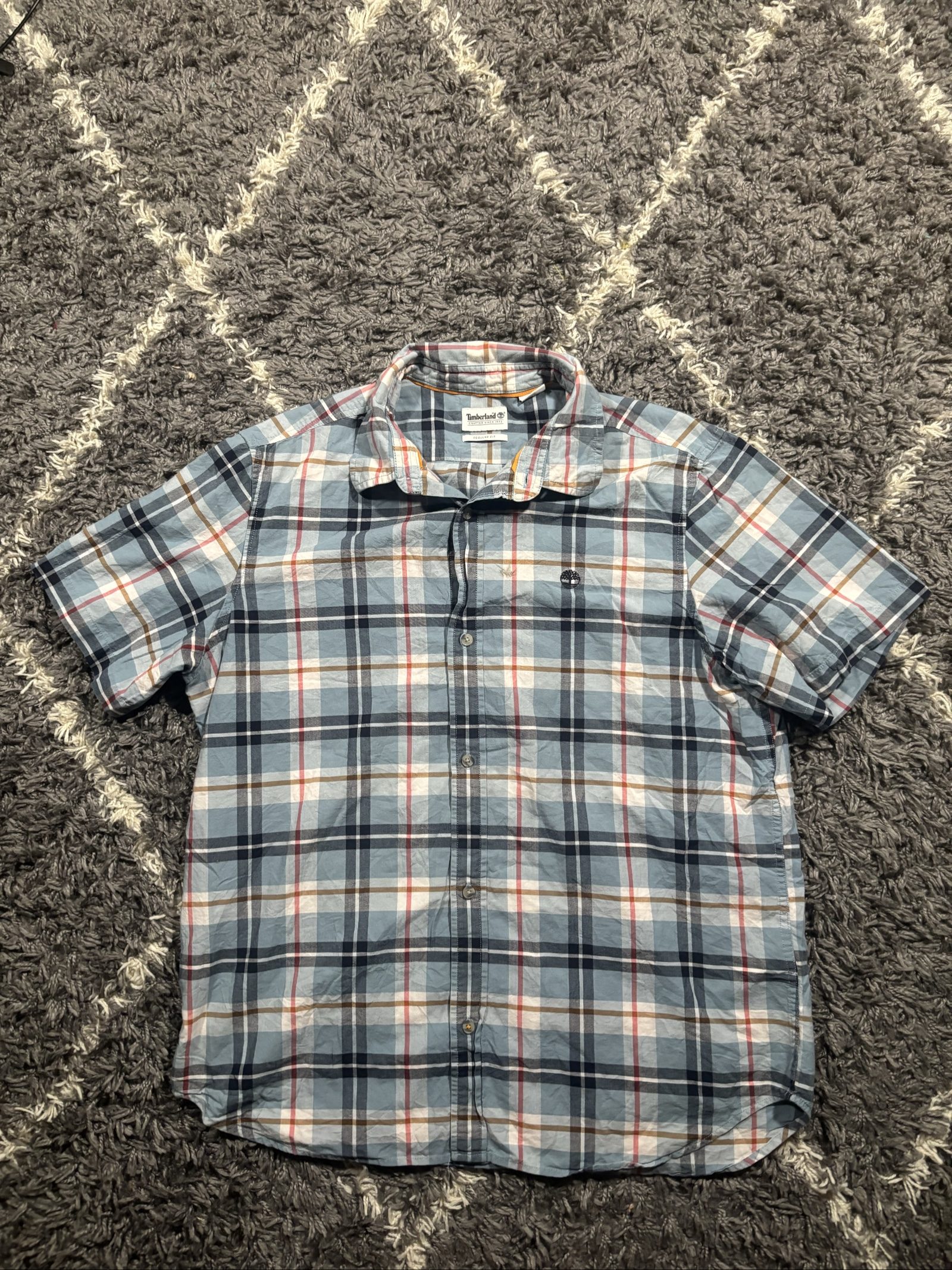 Timberland Men's Blue Multi Plaid Short Sleeve Shirt Large