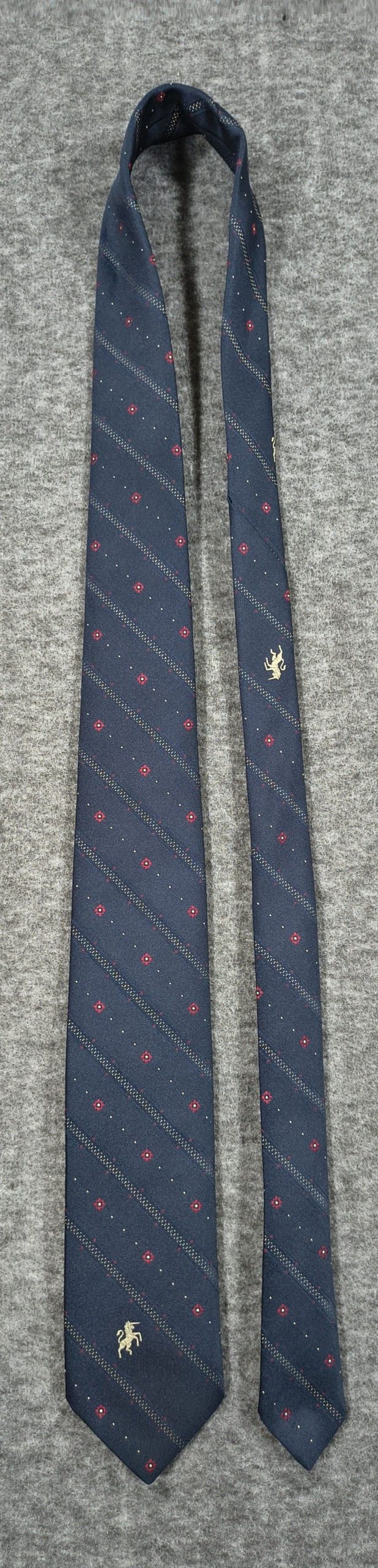Vintage Bronzini Navy & Red Floral Pattern Men's Silk Blend Tie image 2