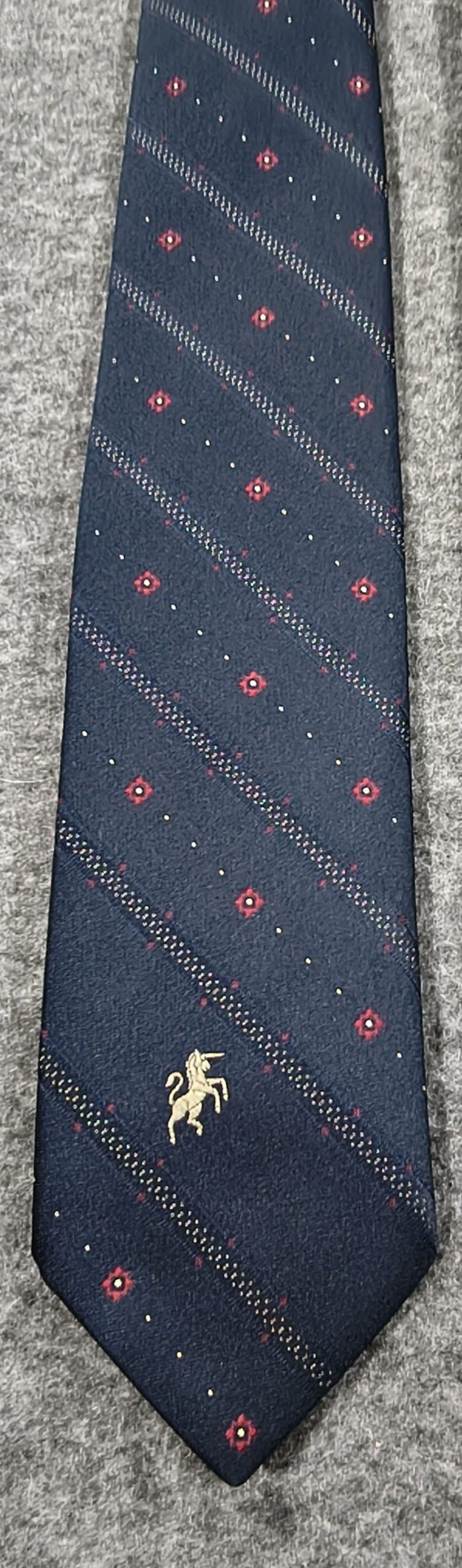 Vintage Bronzini Navy & Red Floral Pattern Men's Silk Blend Tie image 3
