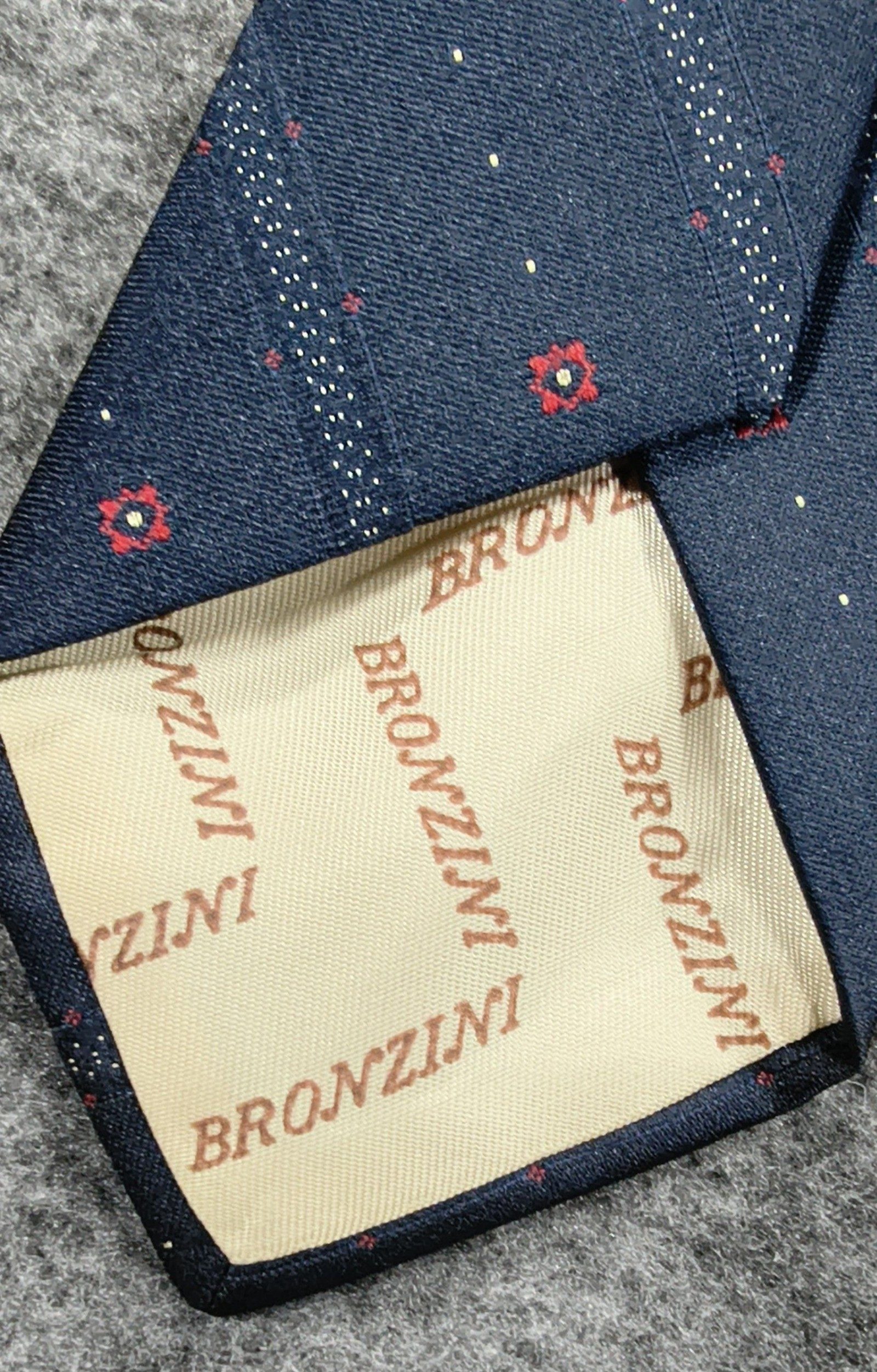 Vintage Bronzini Navy & Red Floral Pattern Men's Silk Blend Tie image 6
