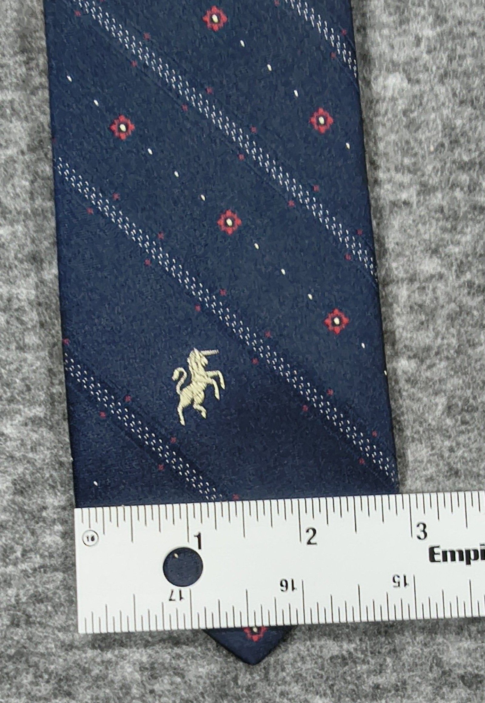 Vintage Bronzini Navy & Red Floral Pattern Men's Silk Blend Tie image 7