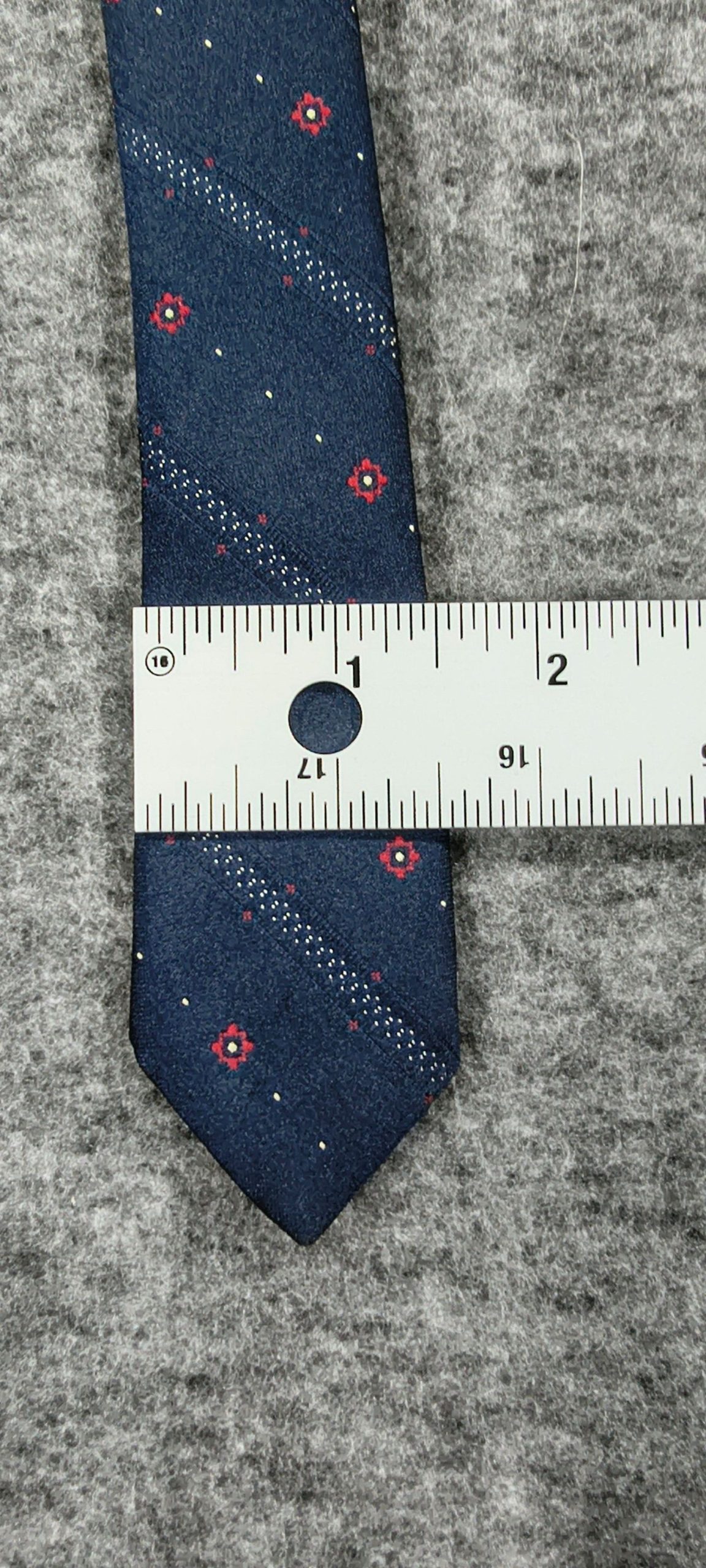 Vintage Bronzini Navy & Red Floral Pattern Men's Silk Blend Tie image 8
