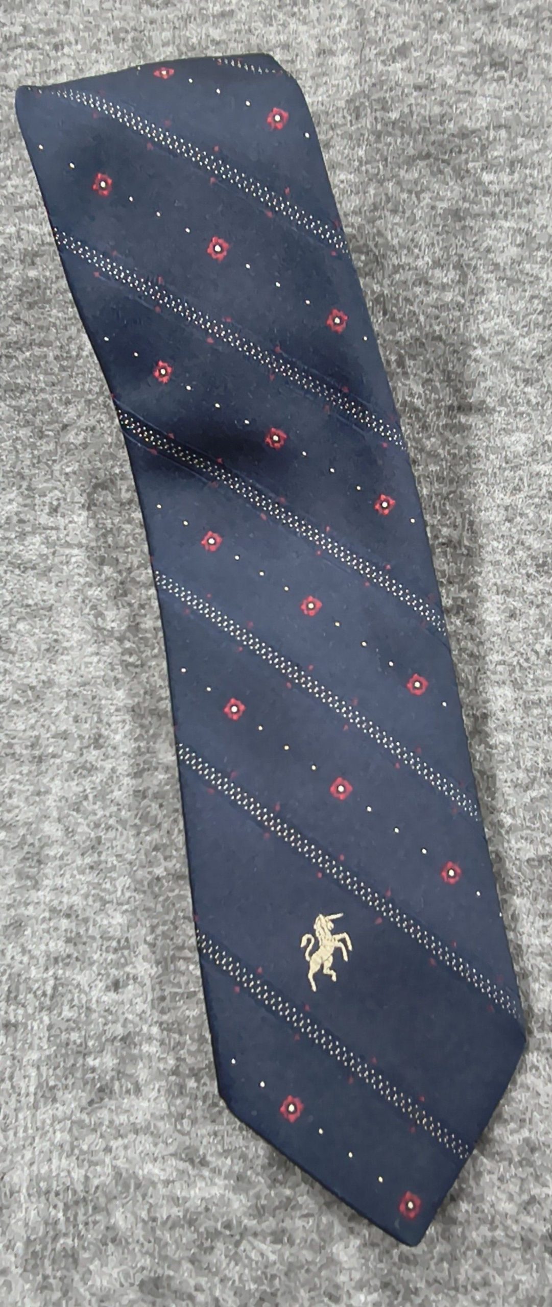 Vintage Bronzini Navy & Red Floral Pattern Men's Silk Blend Tie image 10