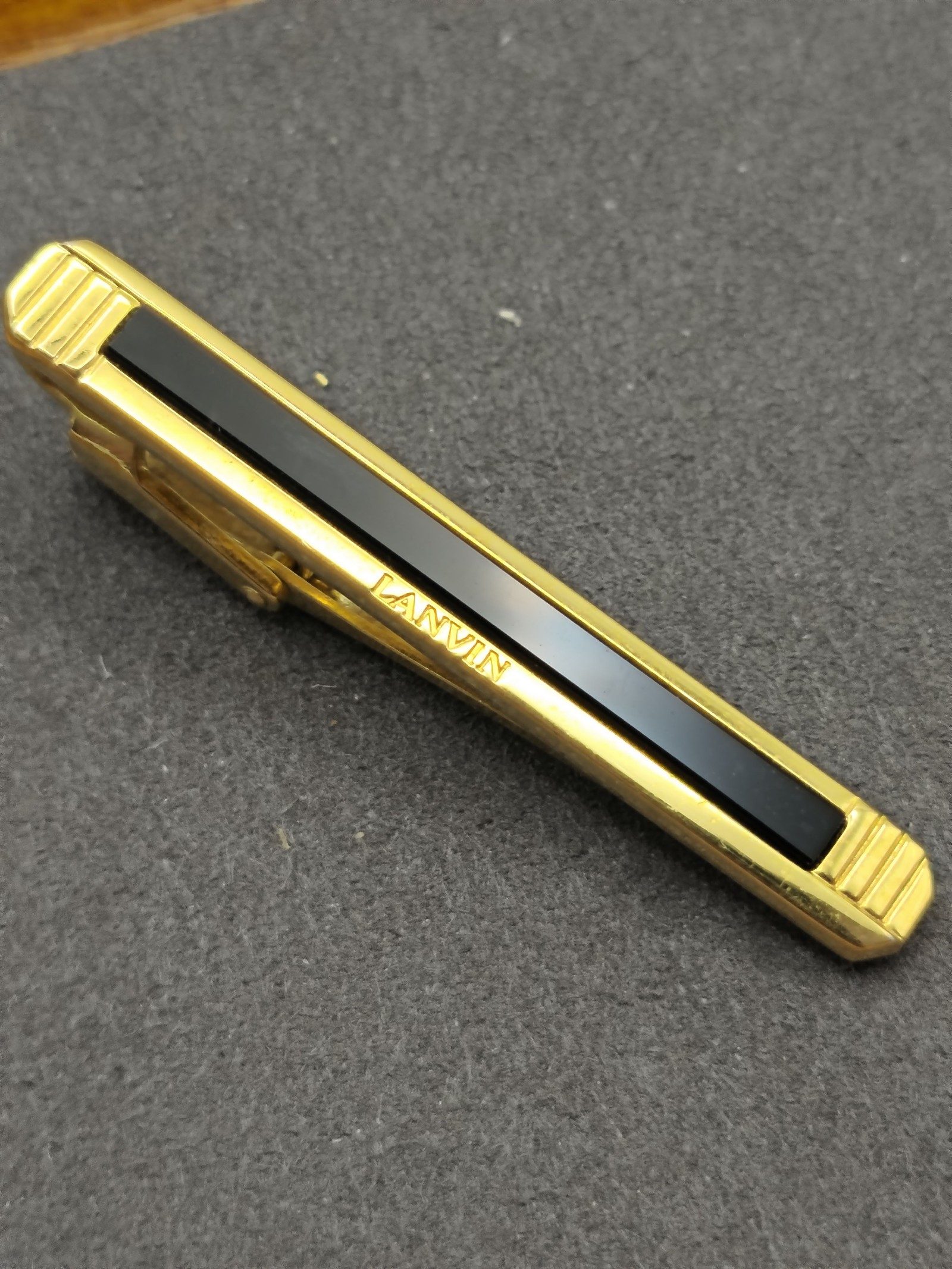 Lanvin Gold & Black Tie Clip and Cufflinks Set image 3