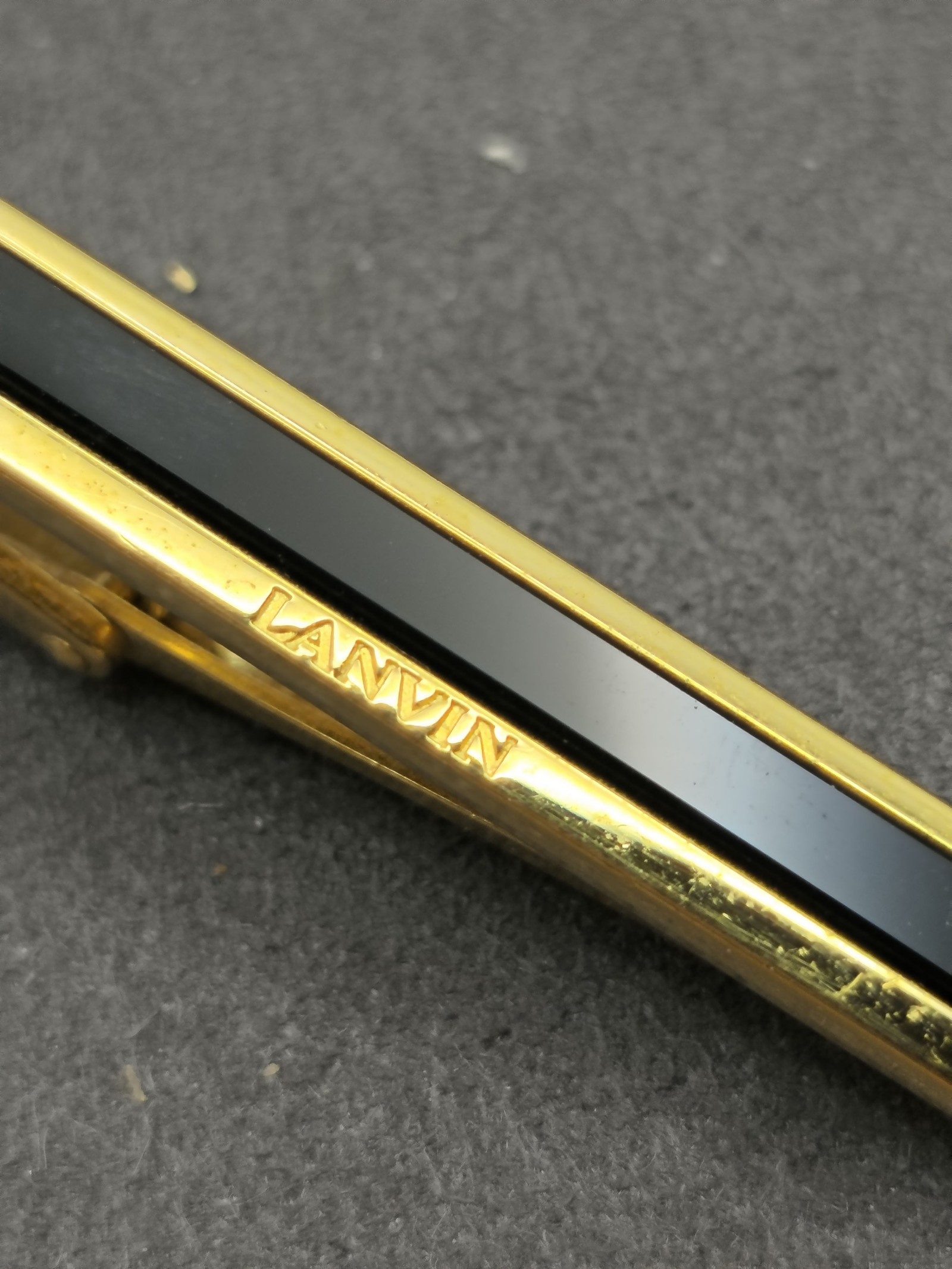 Lanvin Gold & Black Tie Clip and Cufflinks Set image 4