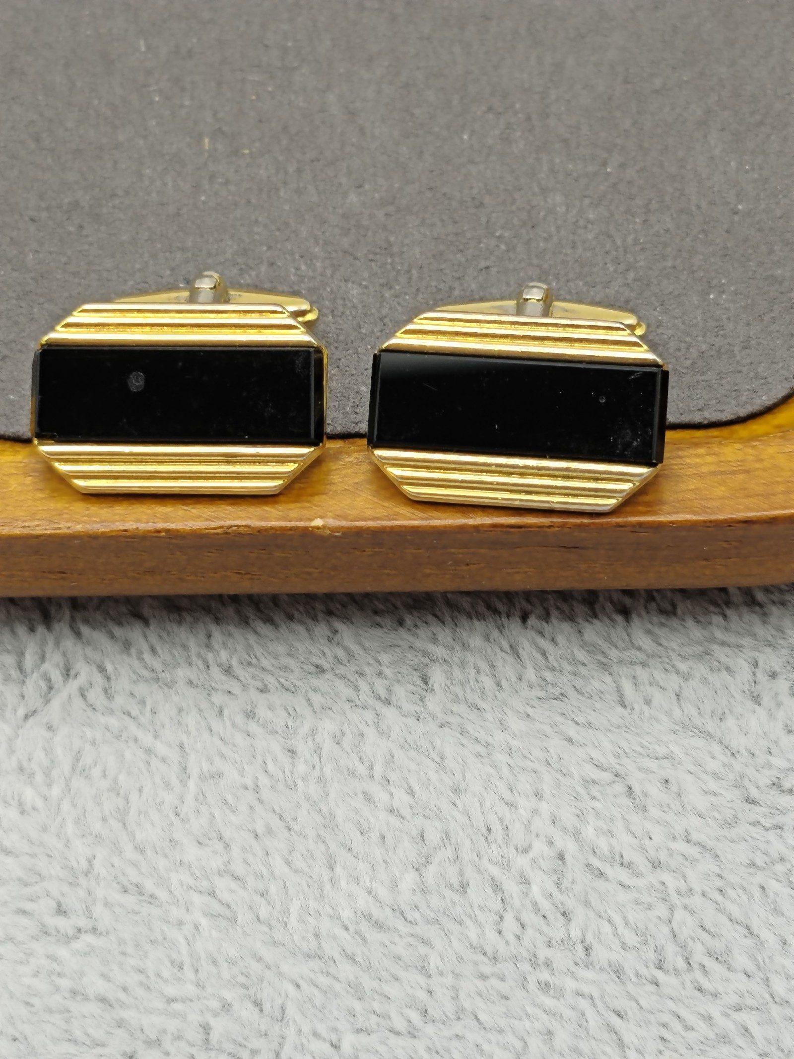 Lanvin Gold & Black Tie Clip and Cufflinks Set image 6