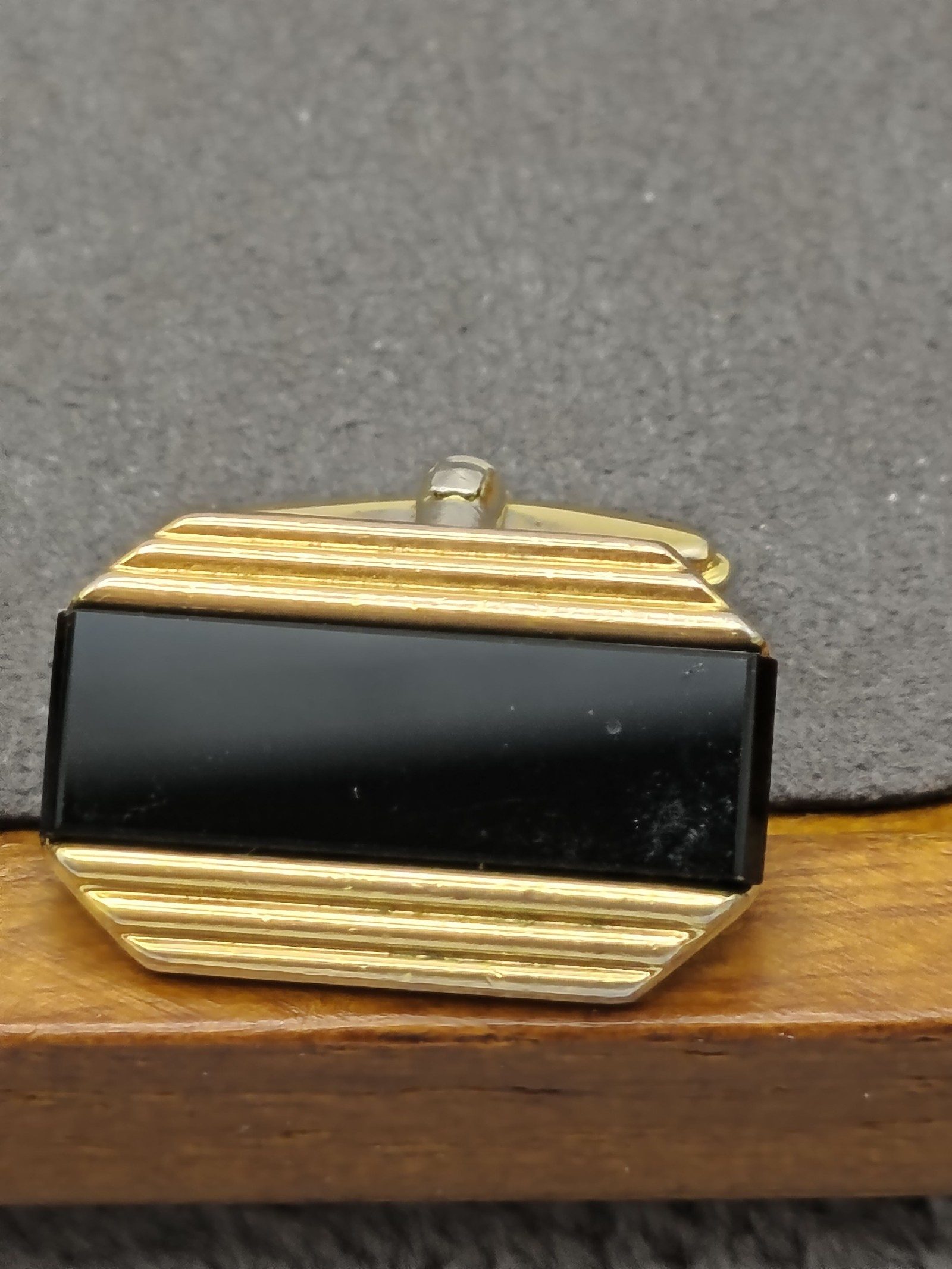 Lanvin Gold & Black Tie Clip and Cufflinks Set image 7