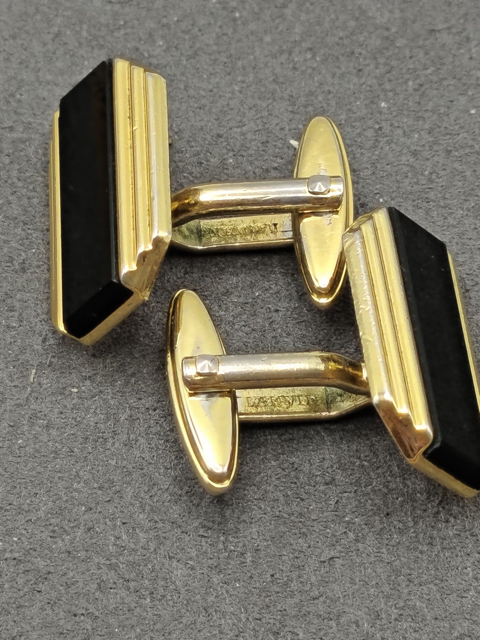 Lanvin Gold & Black Tie Clip and Cufflinks Set image 9