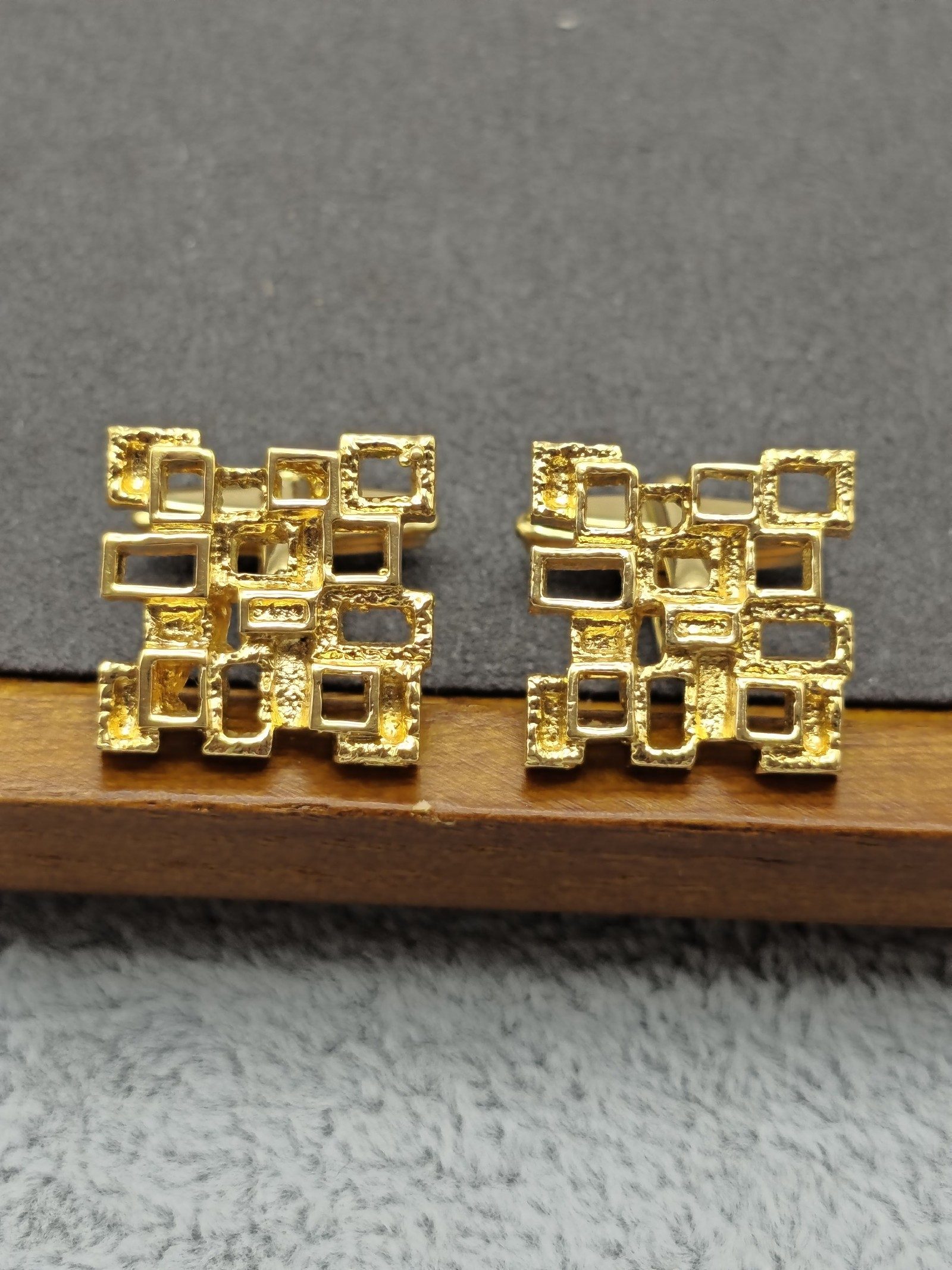 Lanvin Gold Tone Geometric Cufflinks image 5